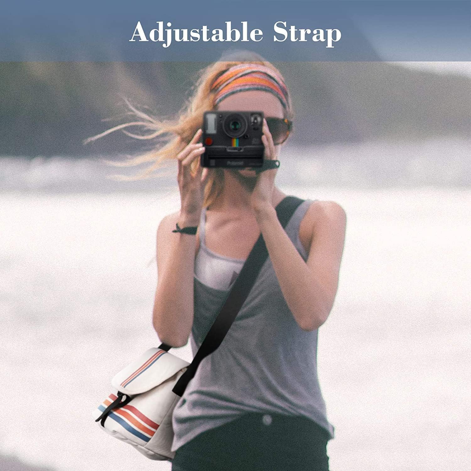 Detalle 2 de FINTIE Schutzhülle für Polaroid Now/Now+ (Gen 2 I‑Type) – Segeltuch-Tasche mit verstellbarem Riemen