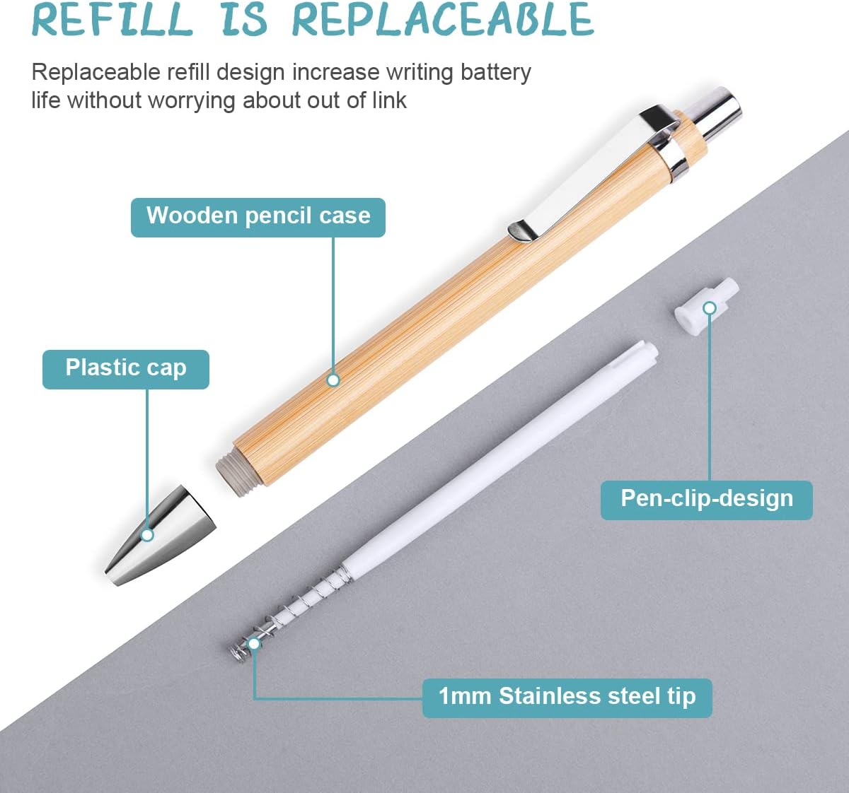 Thumbnail 3 de OSDUE Penna a Sfera in Bambù 20 pezzi ✒️