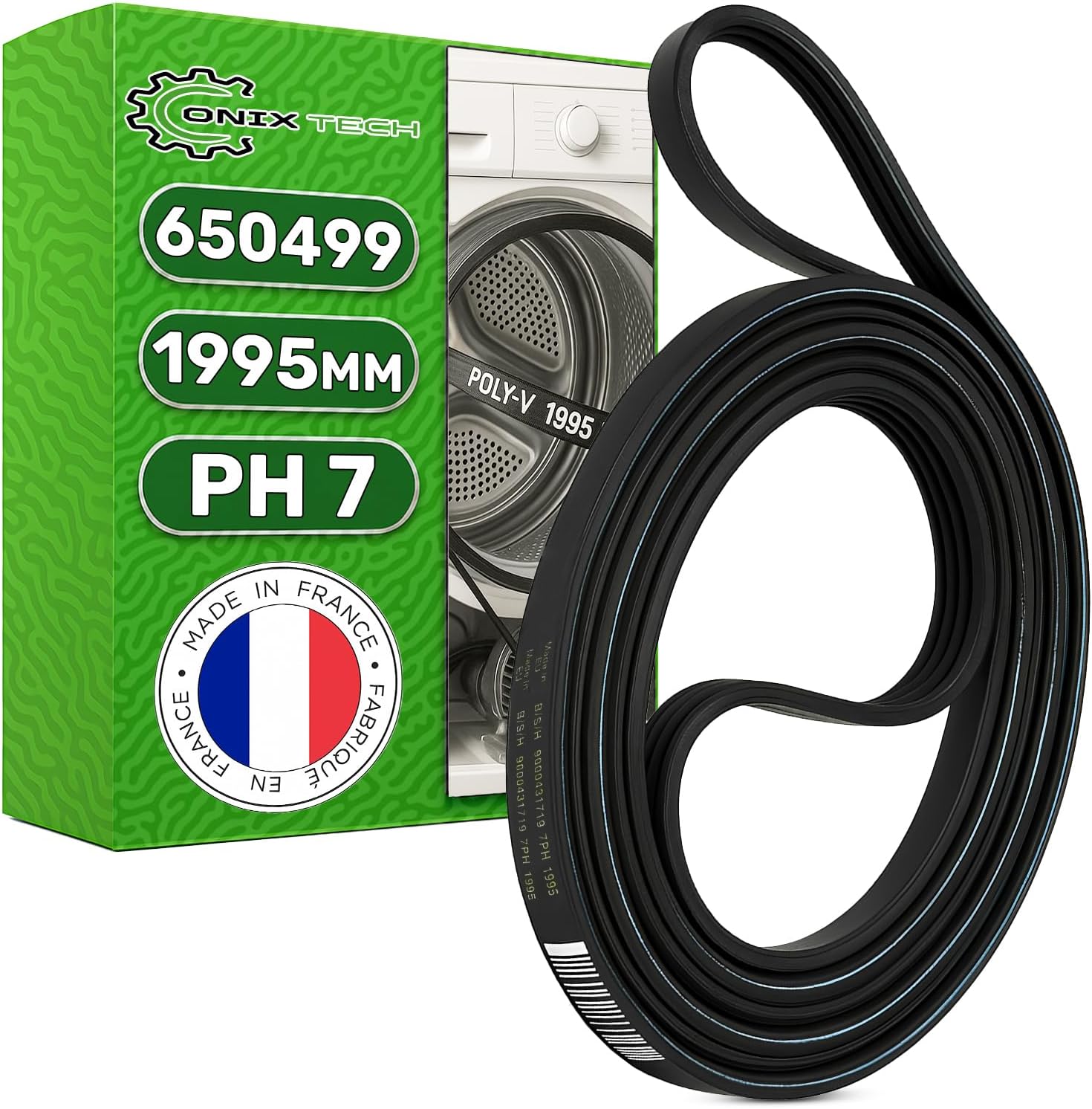 Detalle de ONIX TECH correa Poly-V para secadora 1995 mm PH7 (cód. 00650499 / 650499)