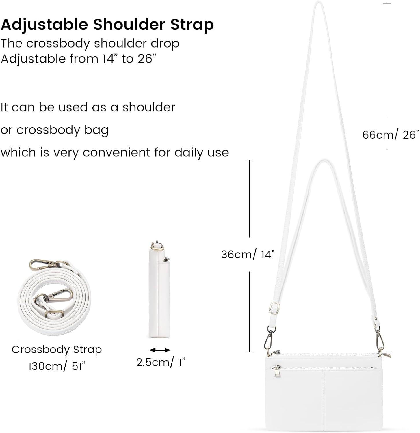Detalle de SENDEFN women’s small vegan leather crossbody bag with RFID card slots
