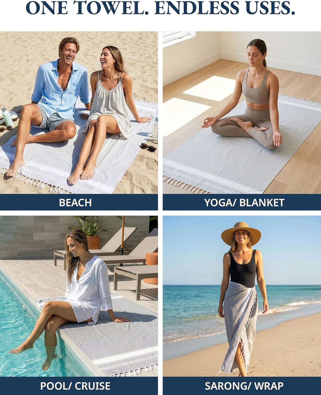 Detalle de Lane Linen Beach Towels 39x71