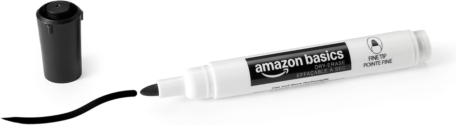 Detalle 2 de Amazon Basics Marqueurs pour Tableau Blanc à Pointe Fine (Noir), Lot de 36 – Odor Low