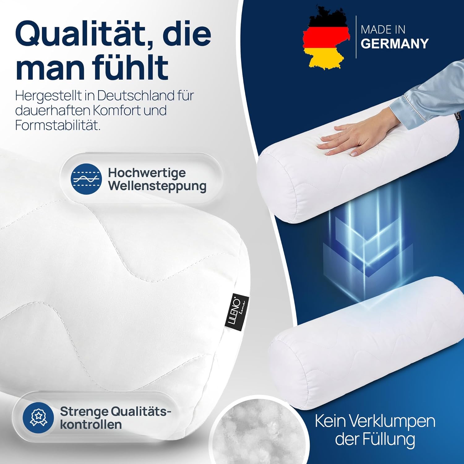 Thumbnail 4 de LILENO HOME Nackenrolle 15x40 (2er Set) – 95 °C waschbar, Oeko-Tex, Made in Germany