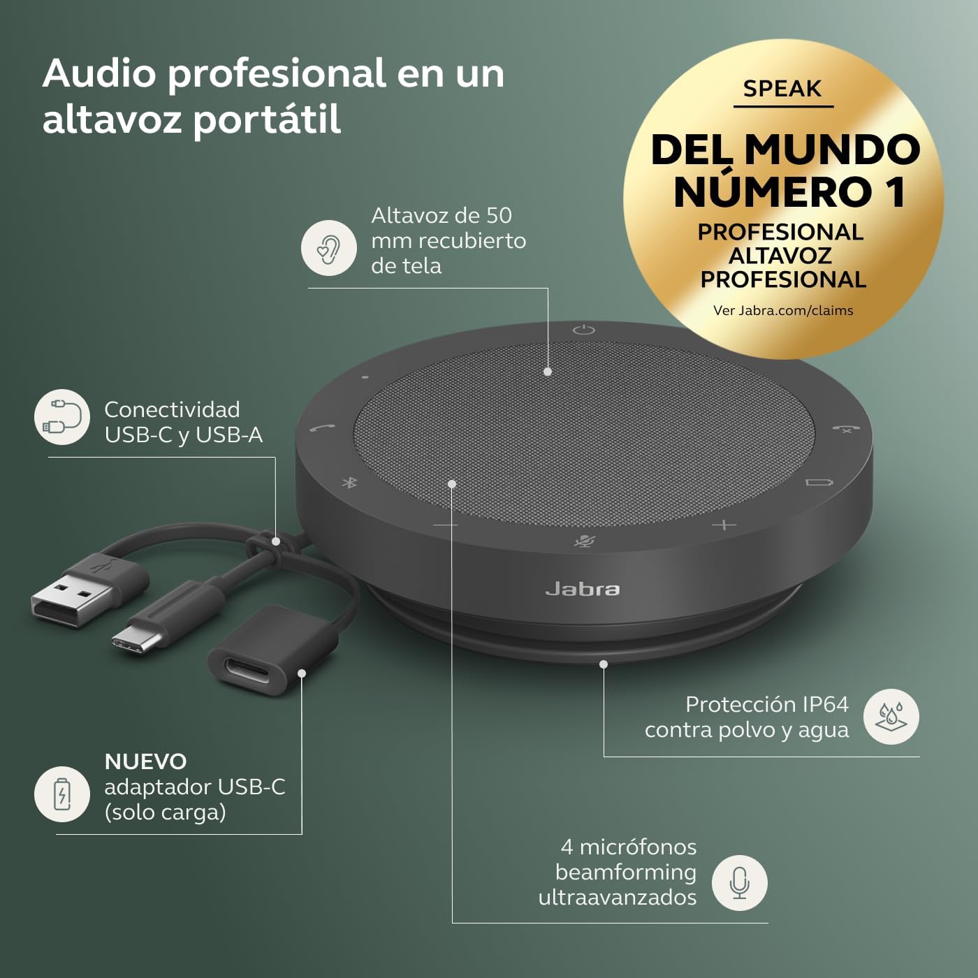Detalle 2 de Jabra Speak2 55 Altavoz Bluetooth 🎙️ Cancelación y Portátil