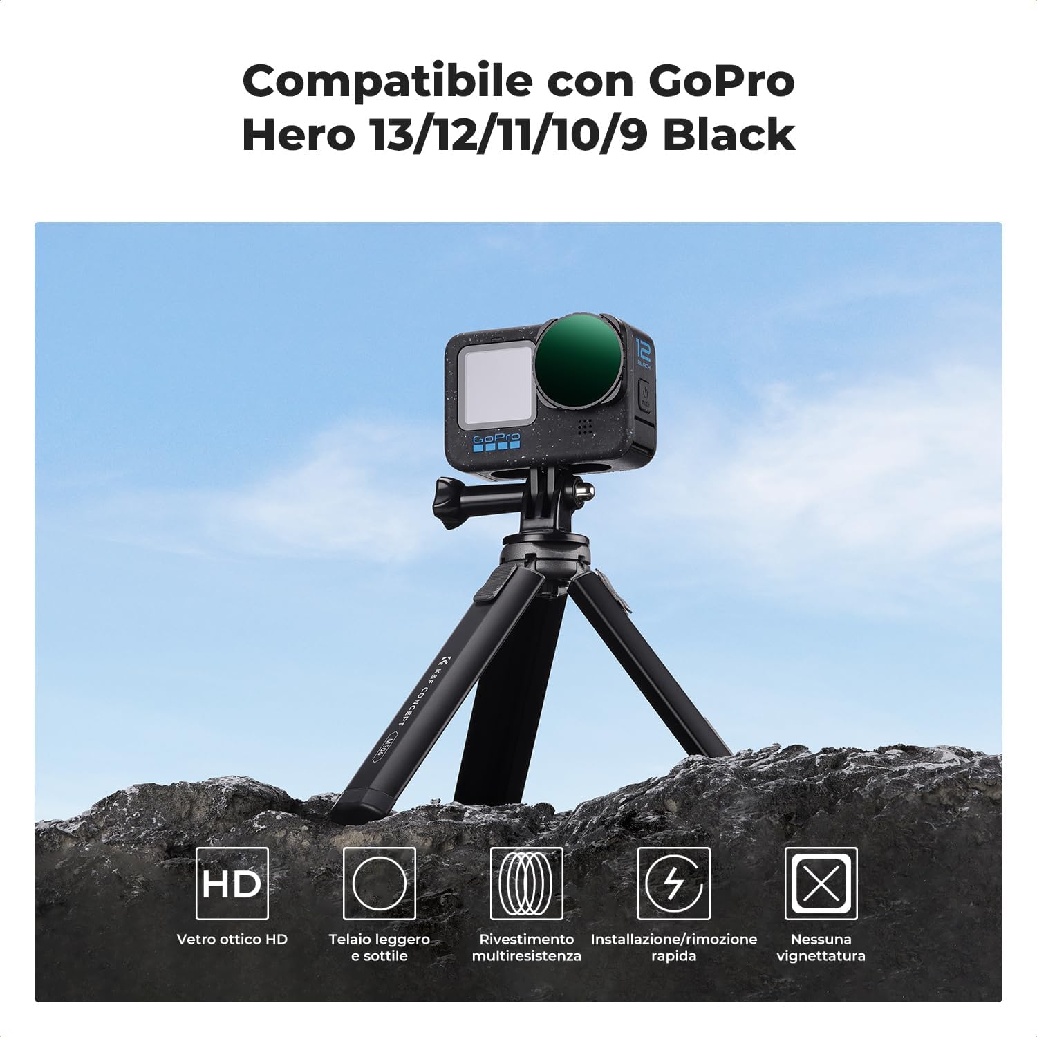 Detalle 2 de K&F Concept 2 Pezzi Kit ND Filtri per GoPro Hero (ND2-32 e ND32-512)