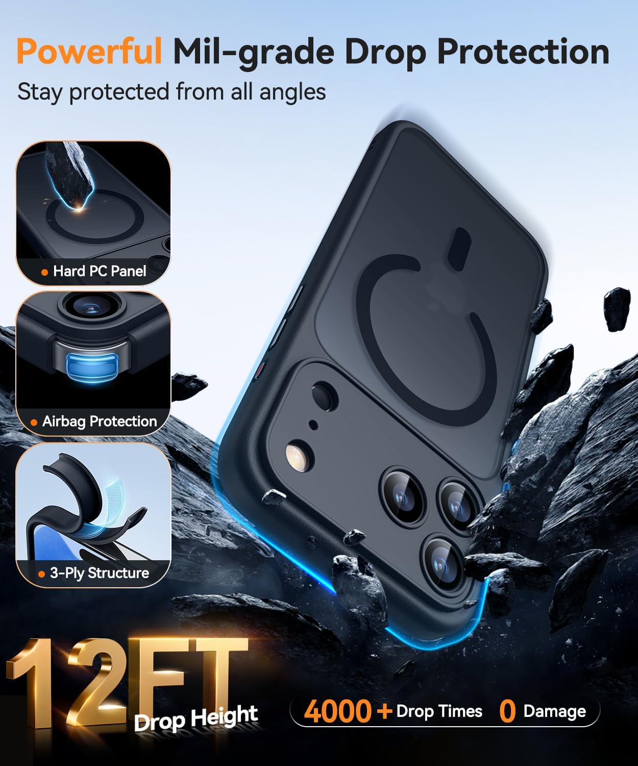 Detalle de CANSHN Cover Magnetica per iPhone 17 Pro 6,3": protezione completa fotocamera, compatibile MagSafe, silicone opaco e antiurto
