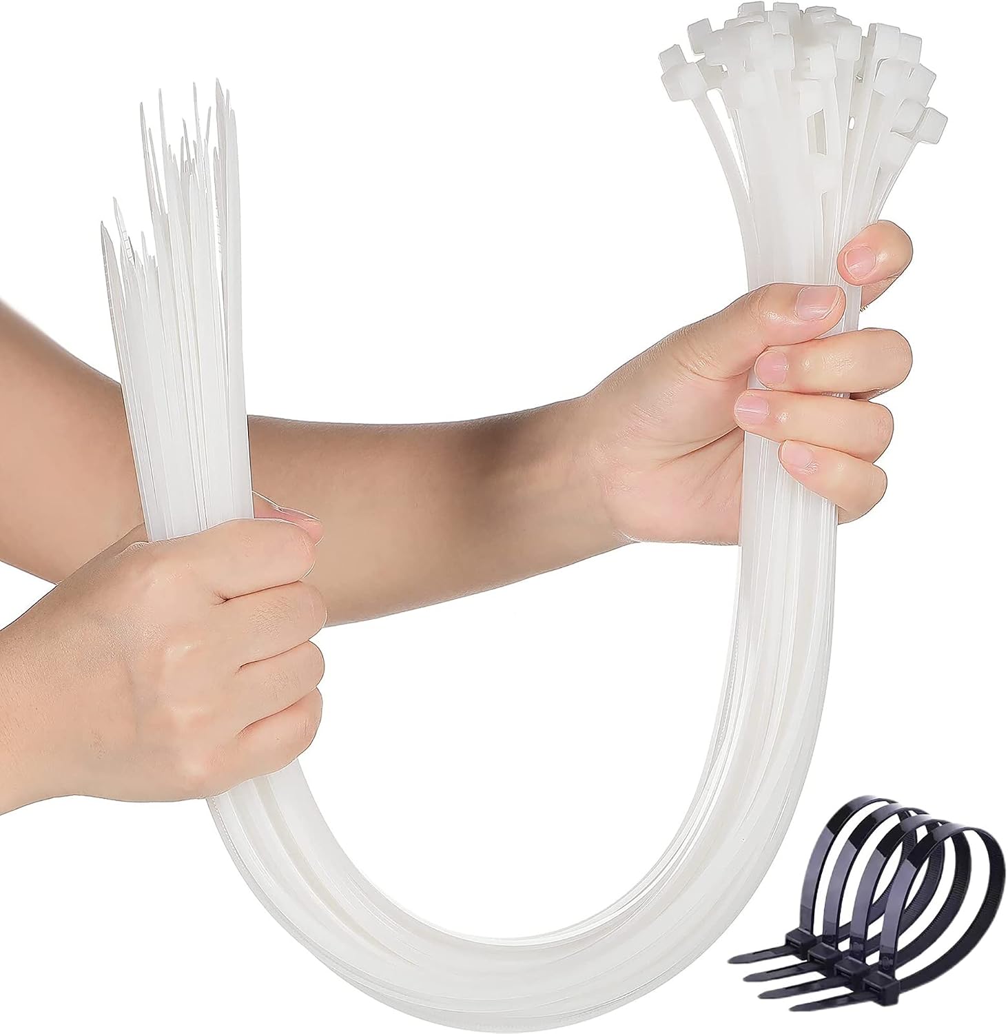 Detalle de WLEAD 24-Inch Heavy-Duty Cable Ties, 50-Pack, White, UV-Resistant