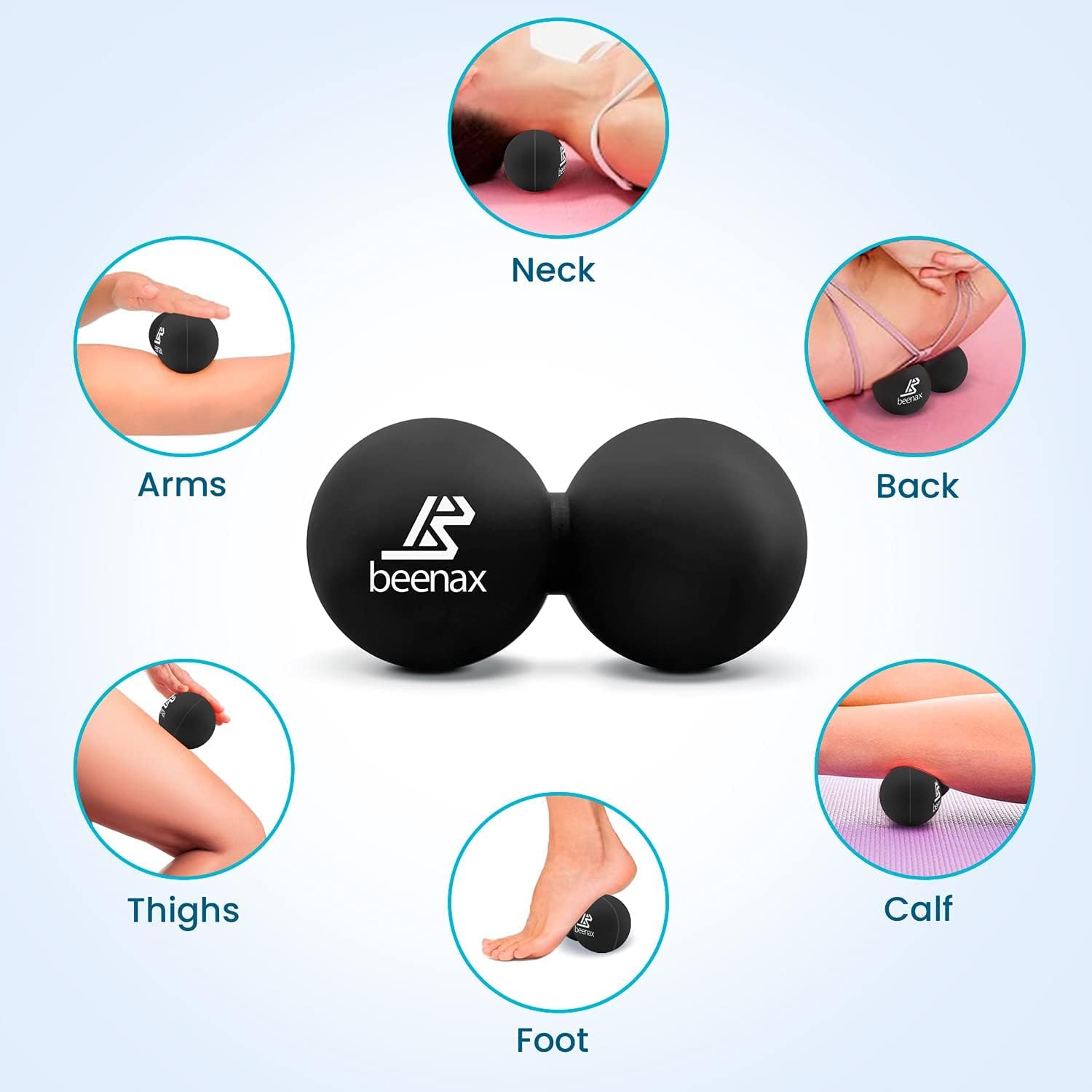 Detalle de Beenax Peanut Massage Ball - Double Lacrosse Ball for Trigger Point Therapy