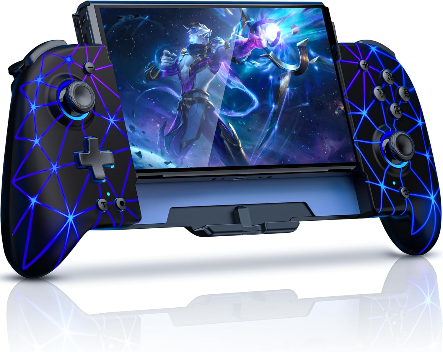 Detalle de GAMSINGY Handheld Switch Controller mit 4 Spiele-Karten-Slots, programmierbaren Tasten und Turbo/Vibration