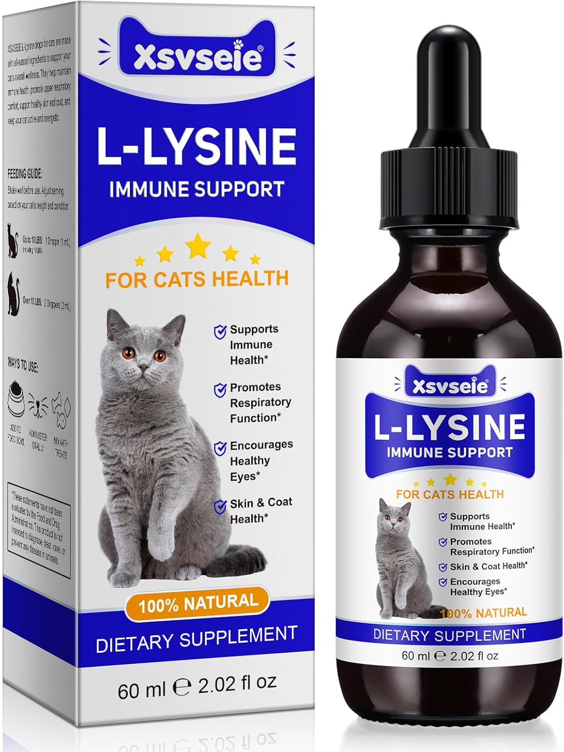 Detalle de L-lisina per gatti: gocce liquide per immunità e salute respiratoria (60 ml) – supporto quotidiano