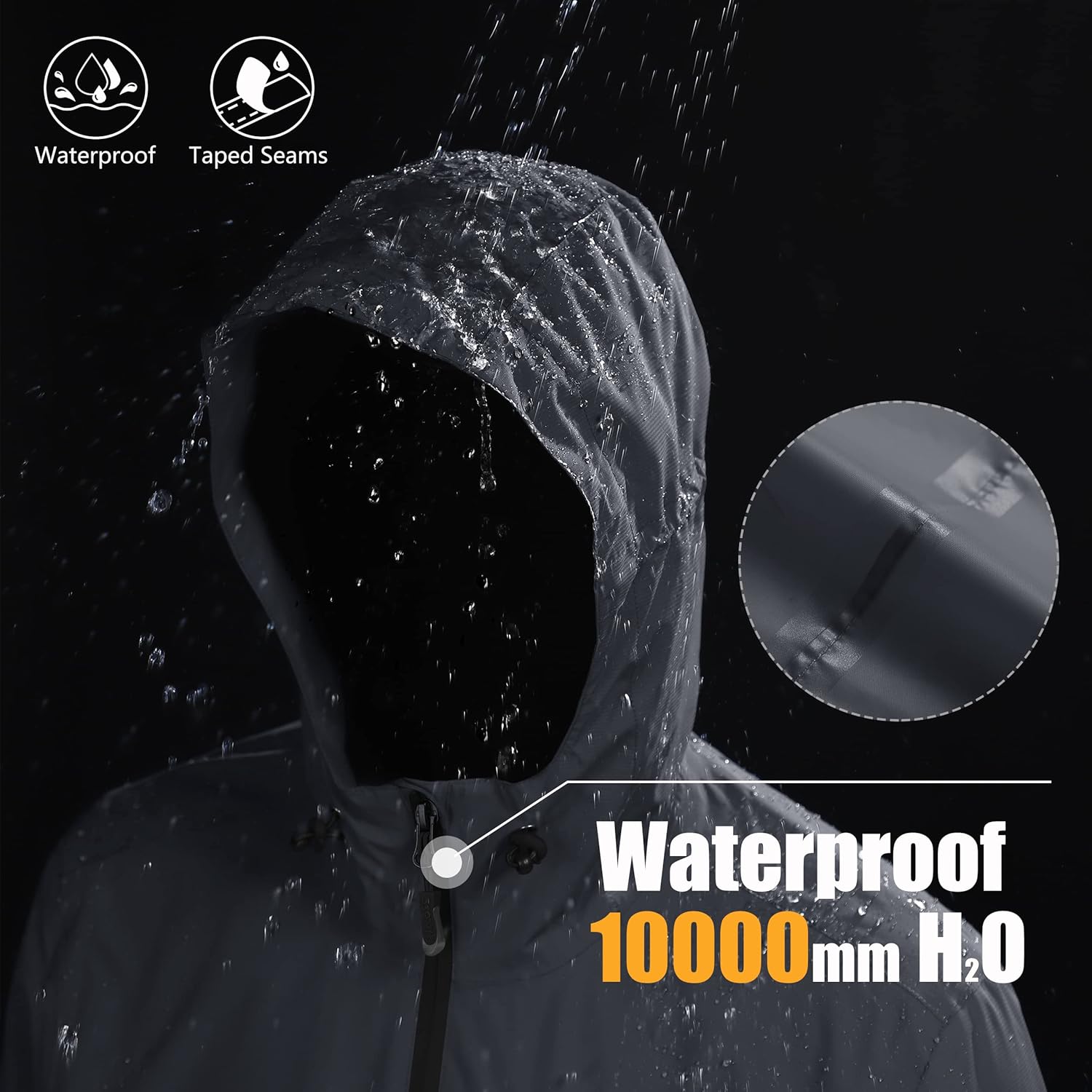 Detalle de 33,000ft Men's Outdoor Waterproof Jacket – Packable, Lightweight Raincoat for Cycling, Camping and More