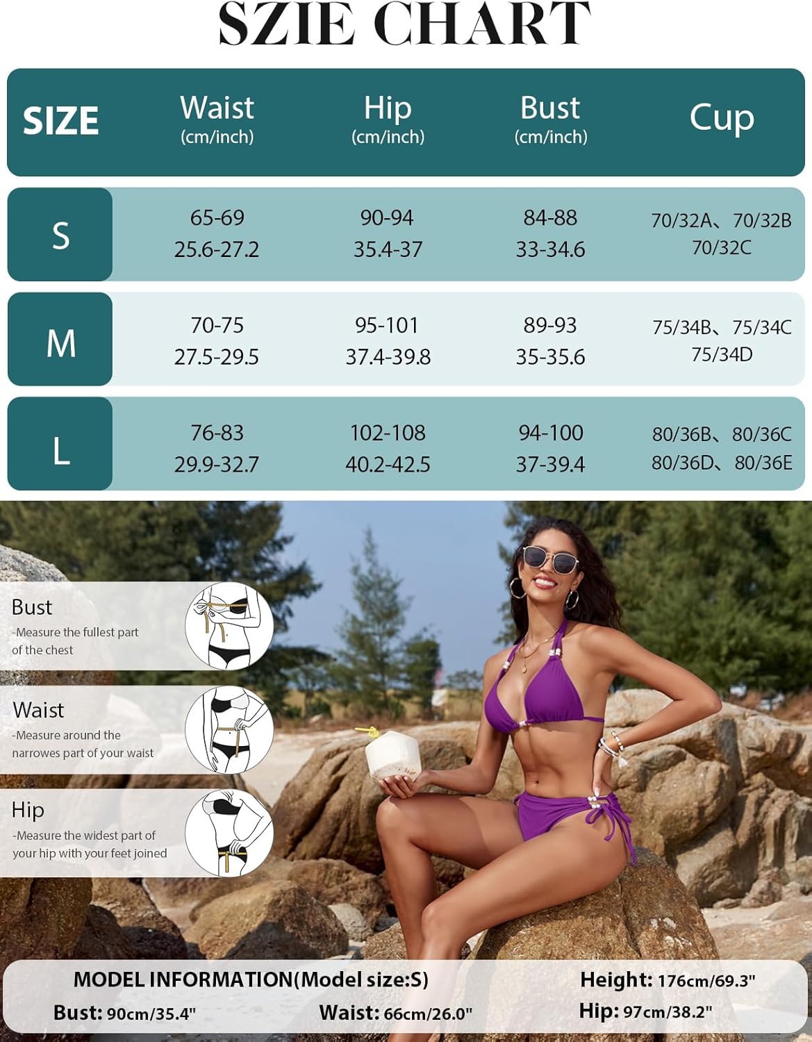 Thumbnail 3 de RITOSTA costume da bagno donna due pezzi con brasiliana e reggiseno triangolo imbottito, imbottito e regolabile