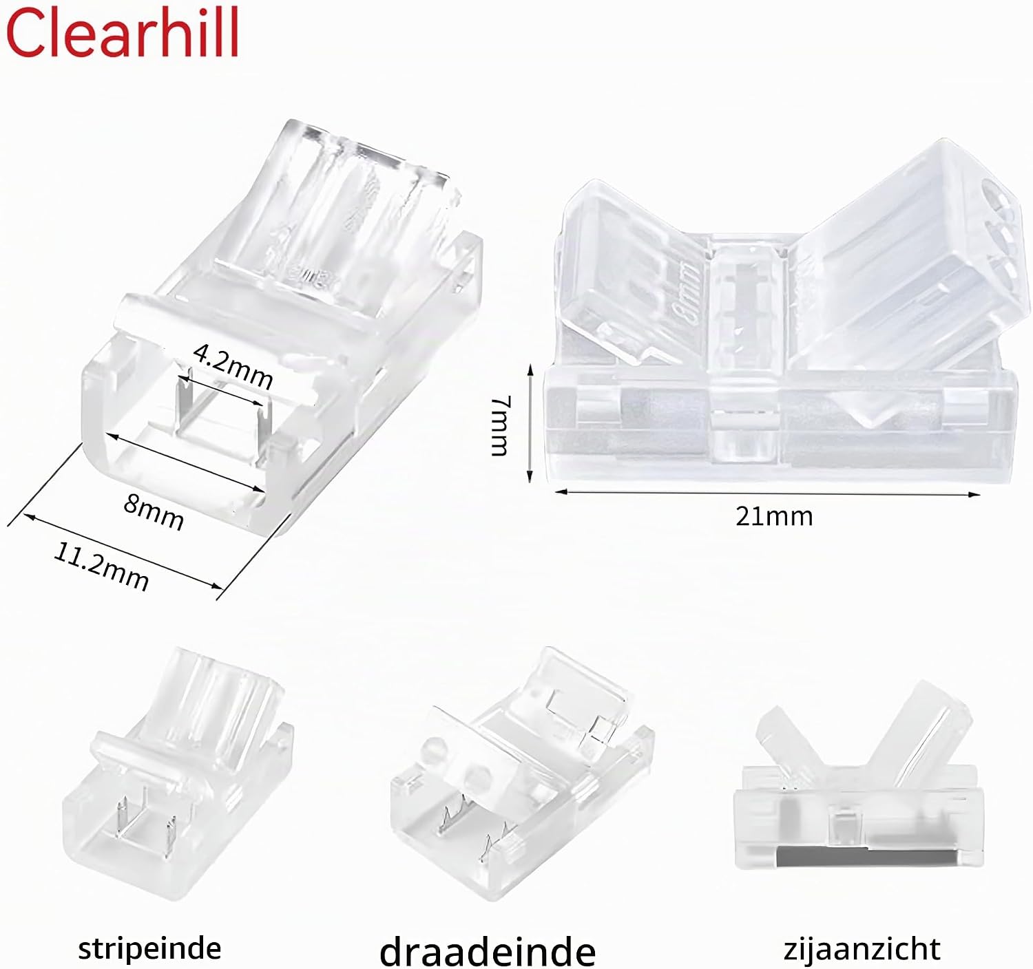 Thumbnail 2 de Clearhill CON-8MM2PIN-STL20P LED-stripconnectoren, 8 mm, 2-polig en soldeervrij