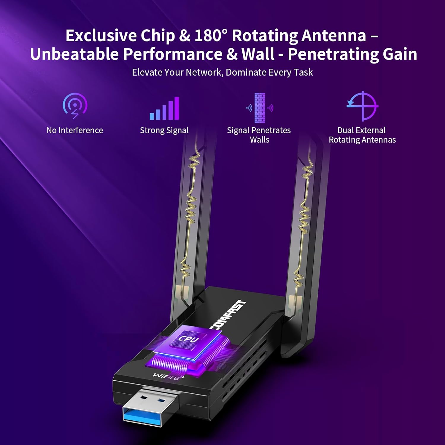 Thumbnail 2 de COMFAST AX5400 USB WiFi 6 Adapter for PC (USB 3.0, tri-band)