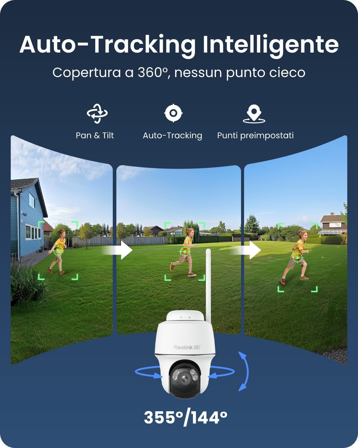 Thumbnail 2 de Reolink 4K 360° PTZ Telecamera Wi-Fi Esterno Kit (Senza Fili) – Visione Notturna a Colori e Registrazione Locale