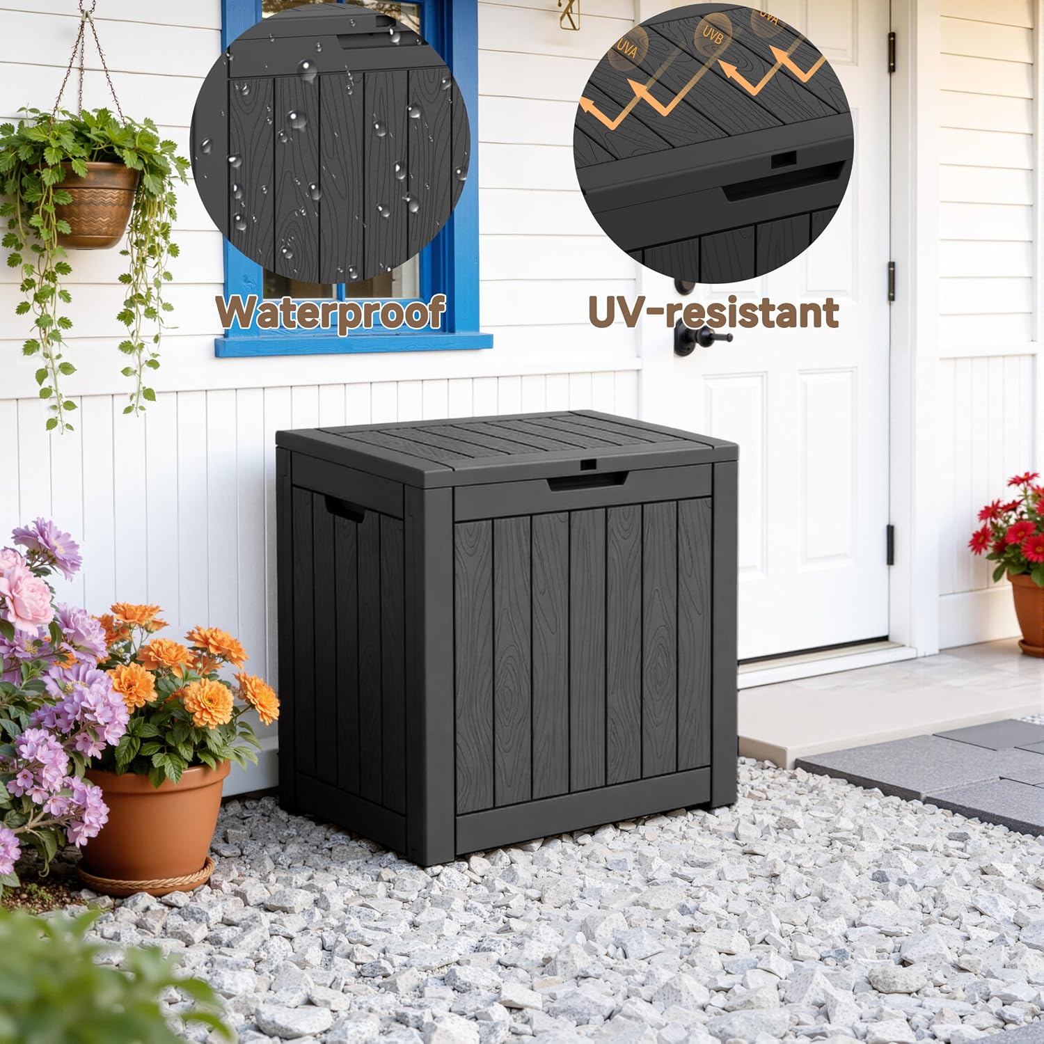 Thumbnail 4 de EasyUp 35 Gallon Deck Box, Black Waterproof Outdoor Storage with UV Resistance
