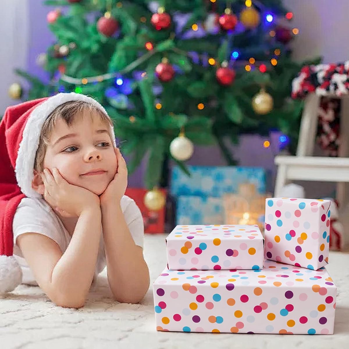 Detalle de Birthday Gift Wrapping Paper Roll – 43cm x 10m Colourful Dots