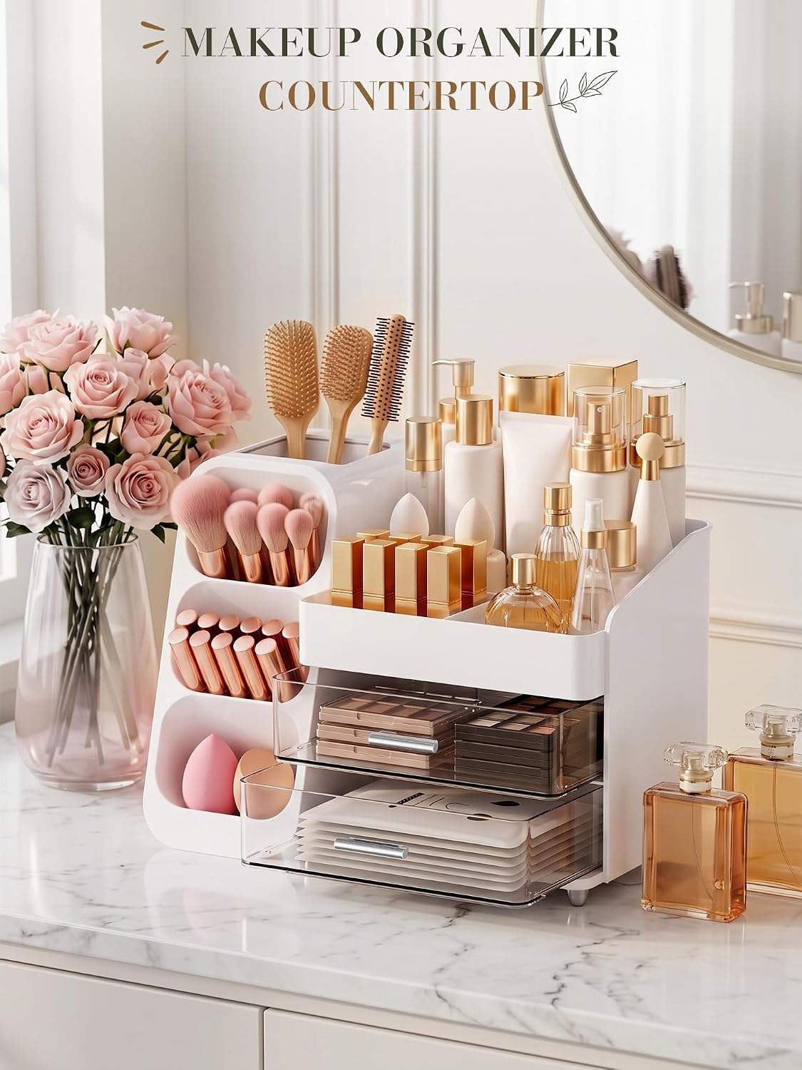 Detalle de KQJS Makeup Organizer, White