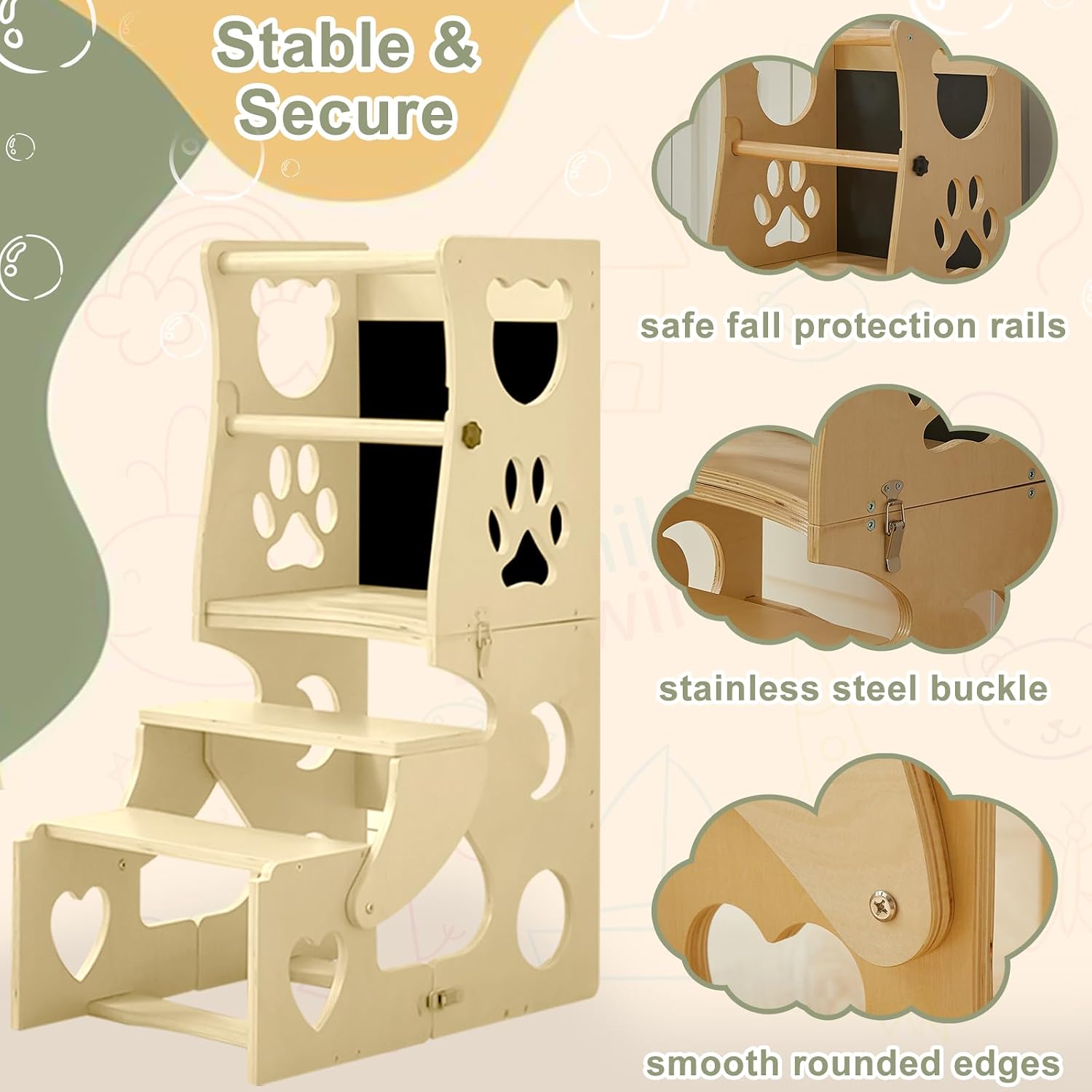 Detalle de Toddler Kitchen Step Stool with Chalkboard