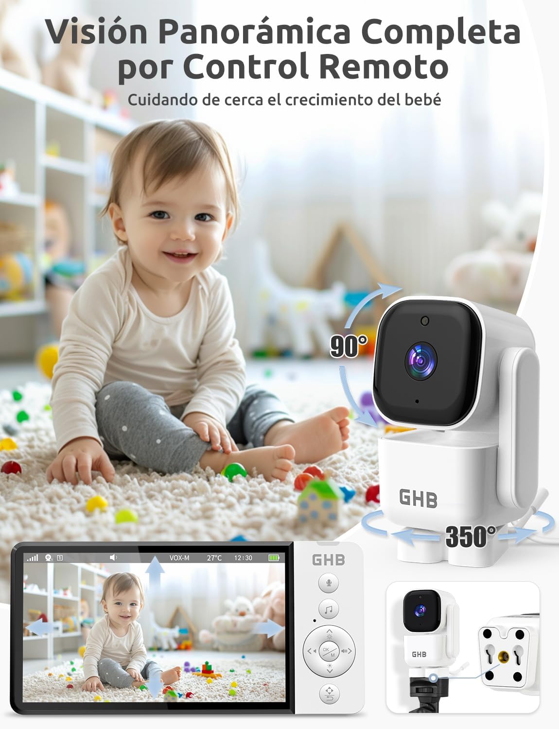 Detalle 2 de GHB Camara Vigilancia Bebe 5" 5000mAh