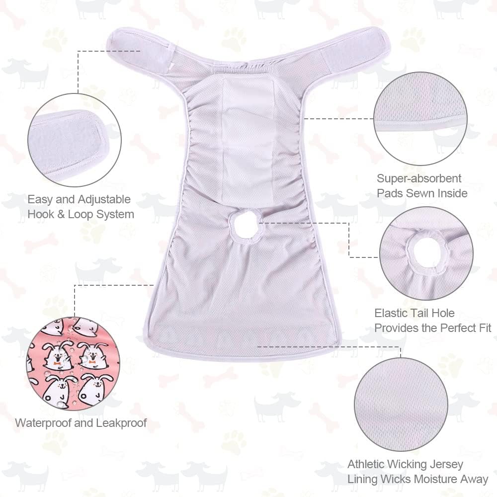 Detalle de vsshe Reusable Dog Diapers 3 Pack – Super Absorbent Washable Female Dog Diapers