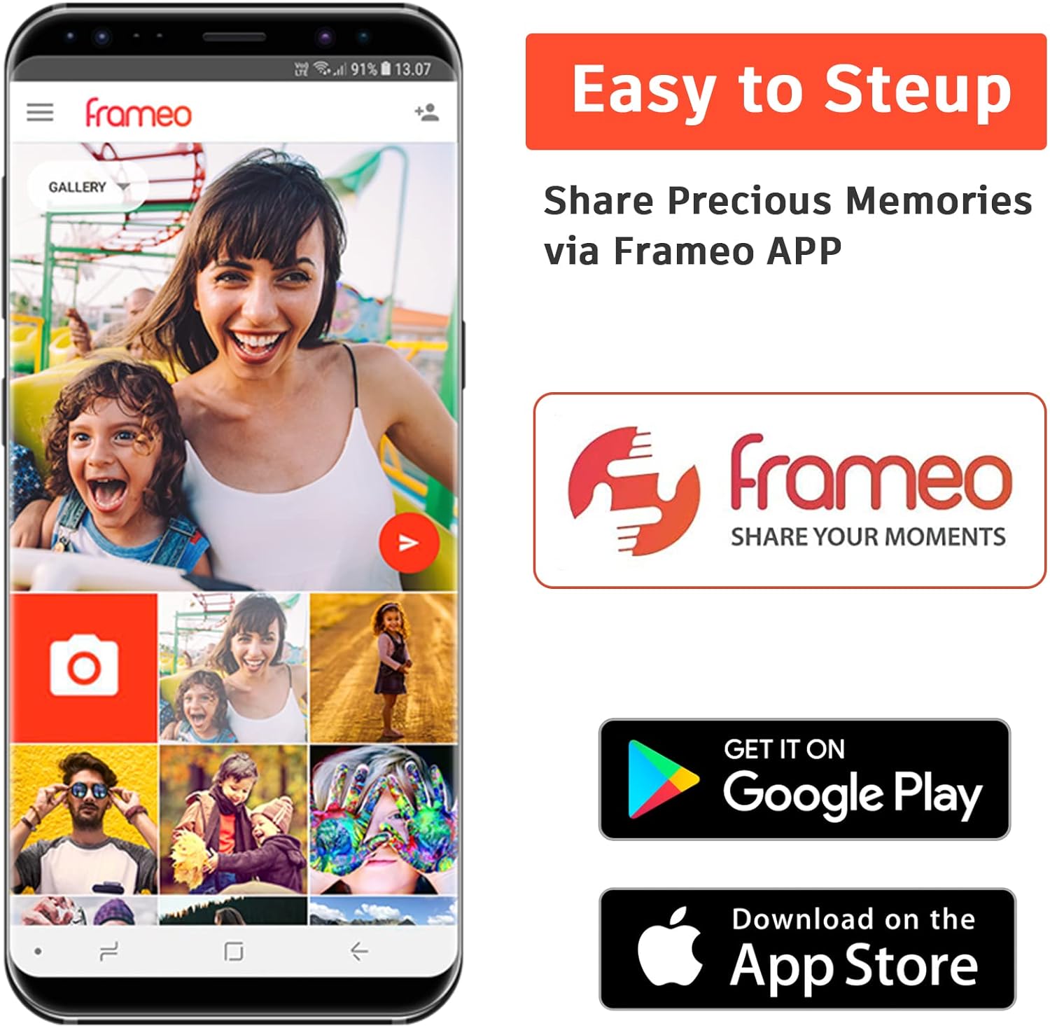 Thumbnail 2 de Frameo 10.1-inch WiFi Digital Picture Frame (Wood) with Touch Screen, Auto-Rotate & IPS HD Display