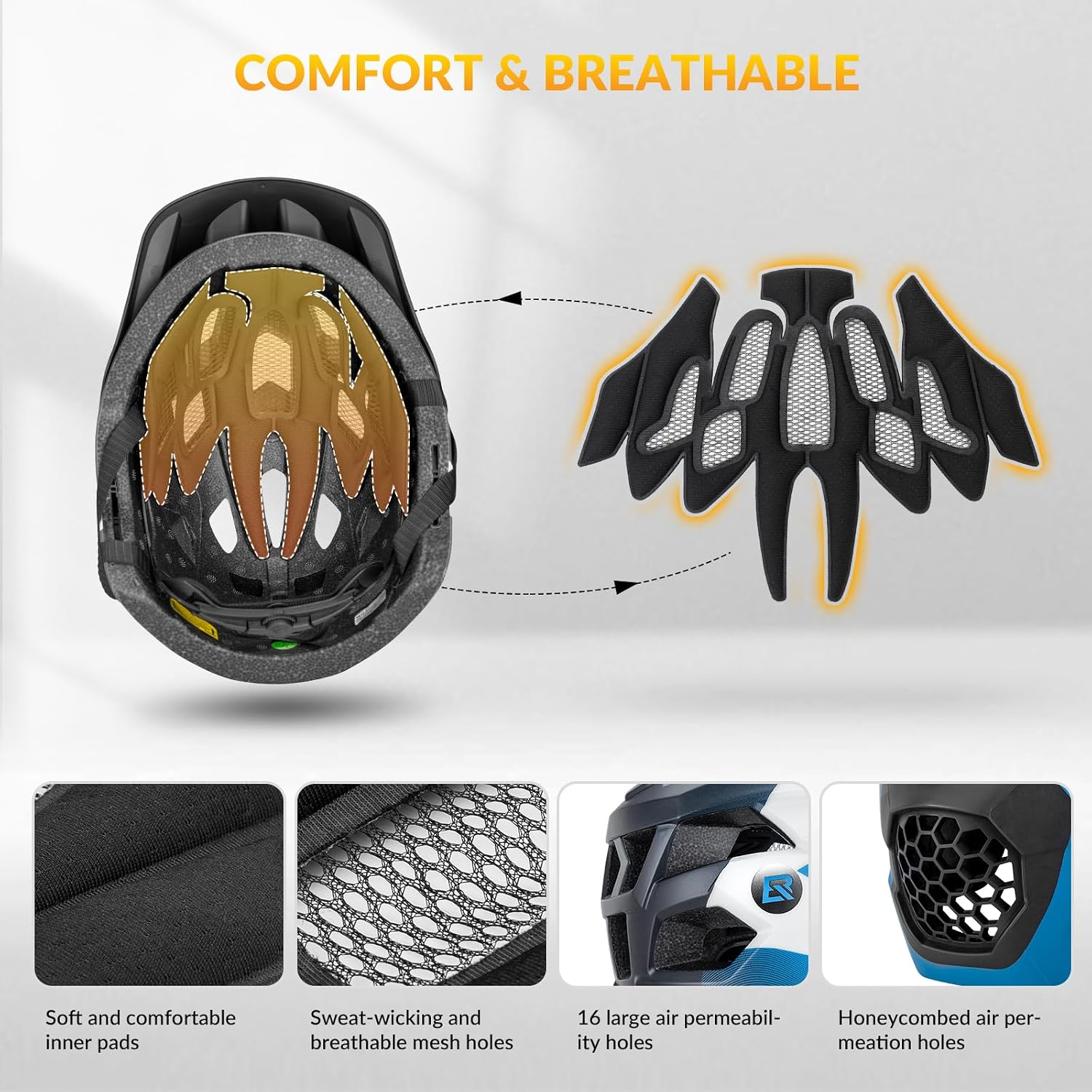 Detalle de ROCKBROS Kids Full Face Helmet: Adjustable Switchable Protection for Active Kids