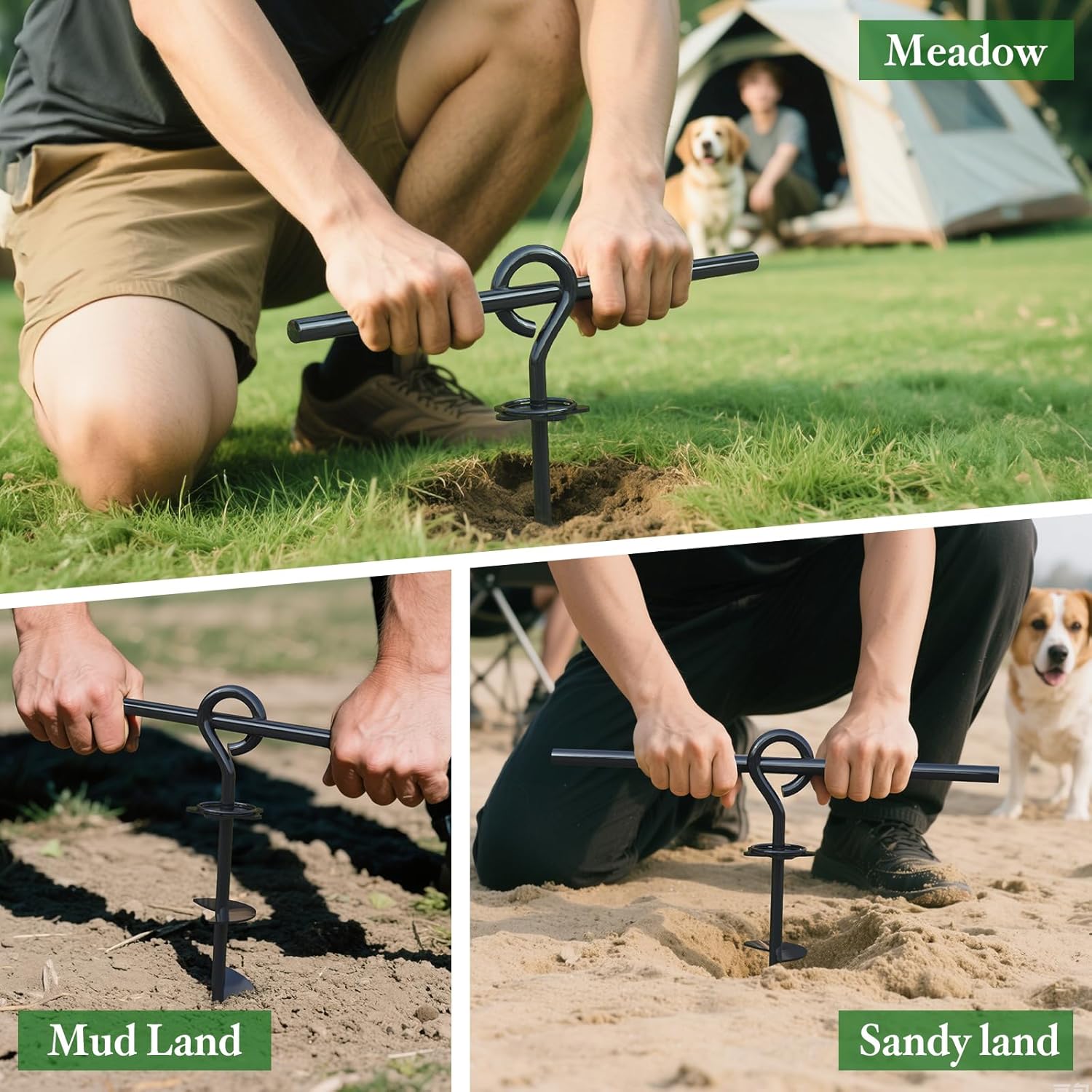 Detalle 2 de Chuiendi Dog Tie Out Stake (40cm) with 360° Swivel for up to 50kg dogs