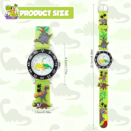 Thumbnail 1 de Vspek montre dinosaure verte pour enfant, mouvement à quartz et bracelet silicone