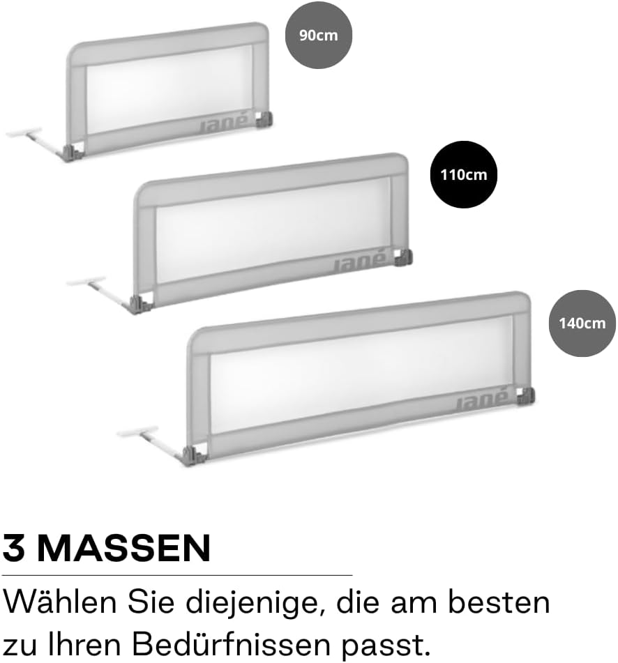 Thumbnail 2 de Jané Klappbares Kinderbettgitter 110 cm – Extra Hoch, Atmungsaktiv, Grau