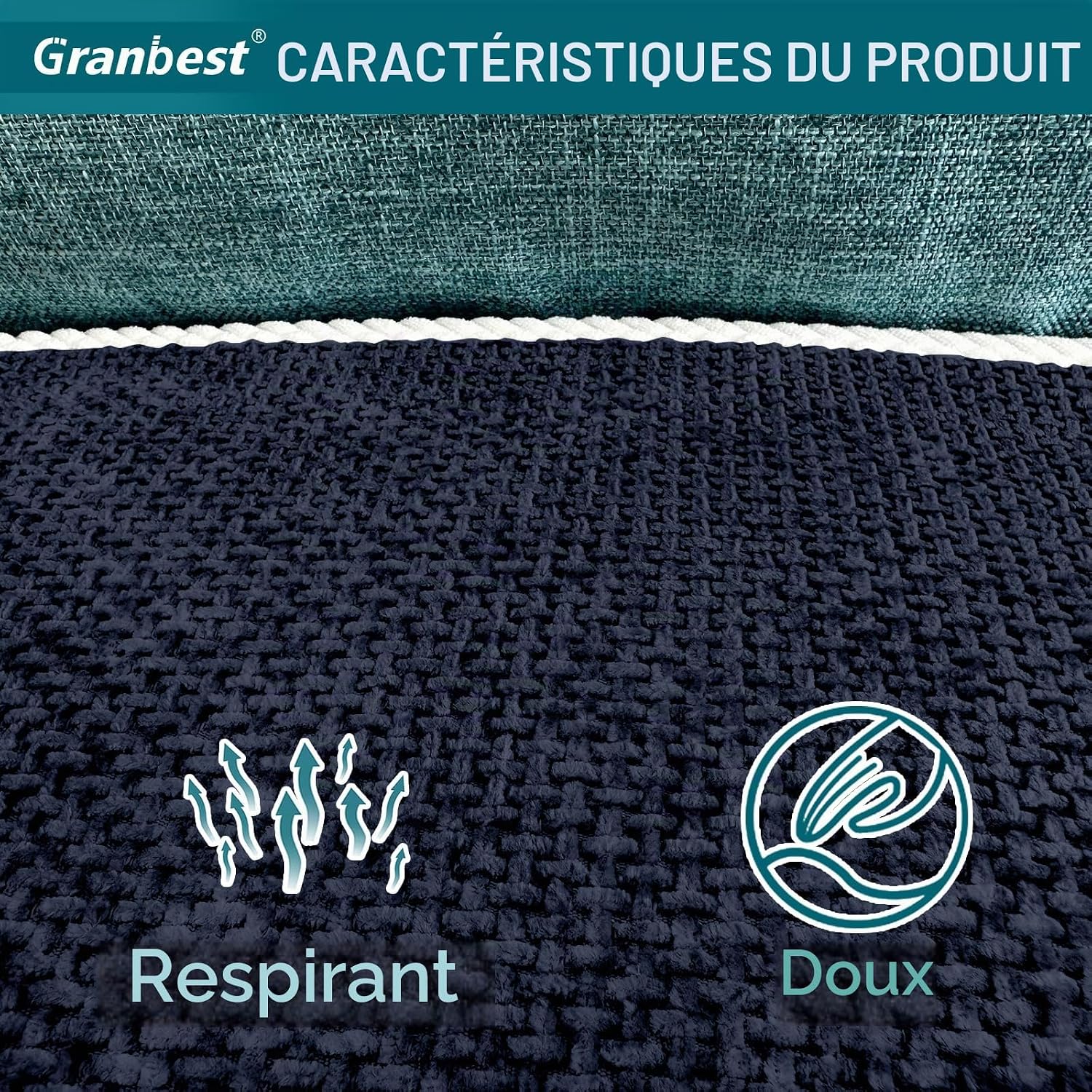 Detalle 2 de Granbest 3-zits bankhoes voor huisdieren, donkerblauw en antislip