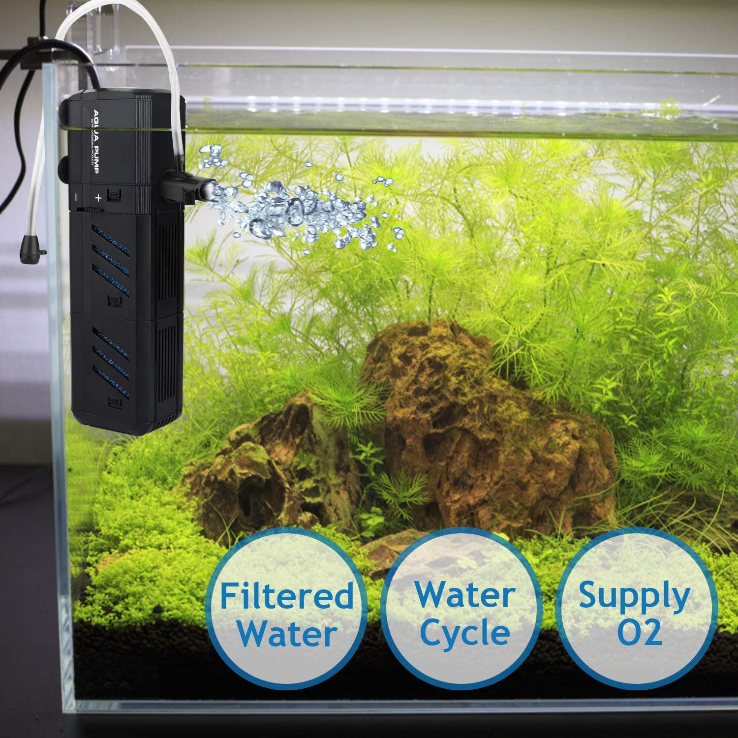 Detalle de NO.17 Filtro Interno Acquario 15W Regolabile con Pompa 1500 L/H per 500–800 L