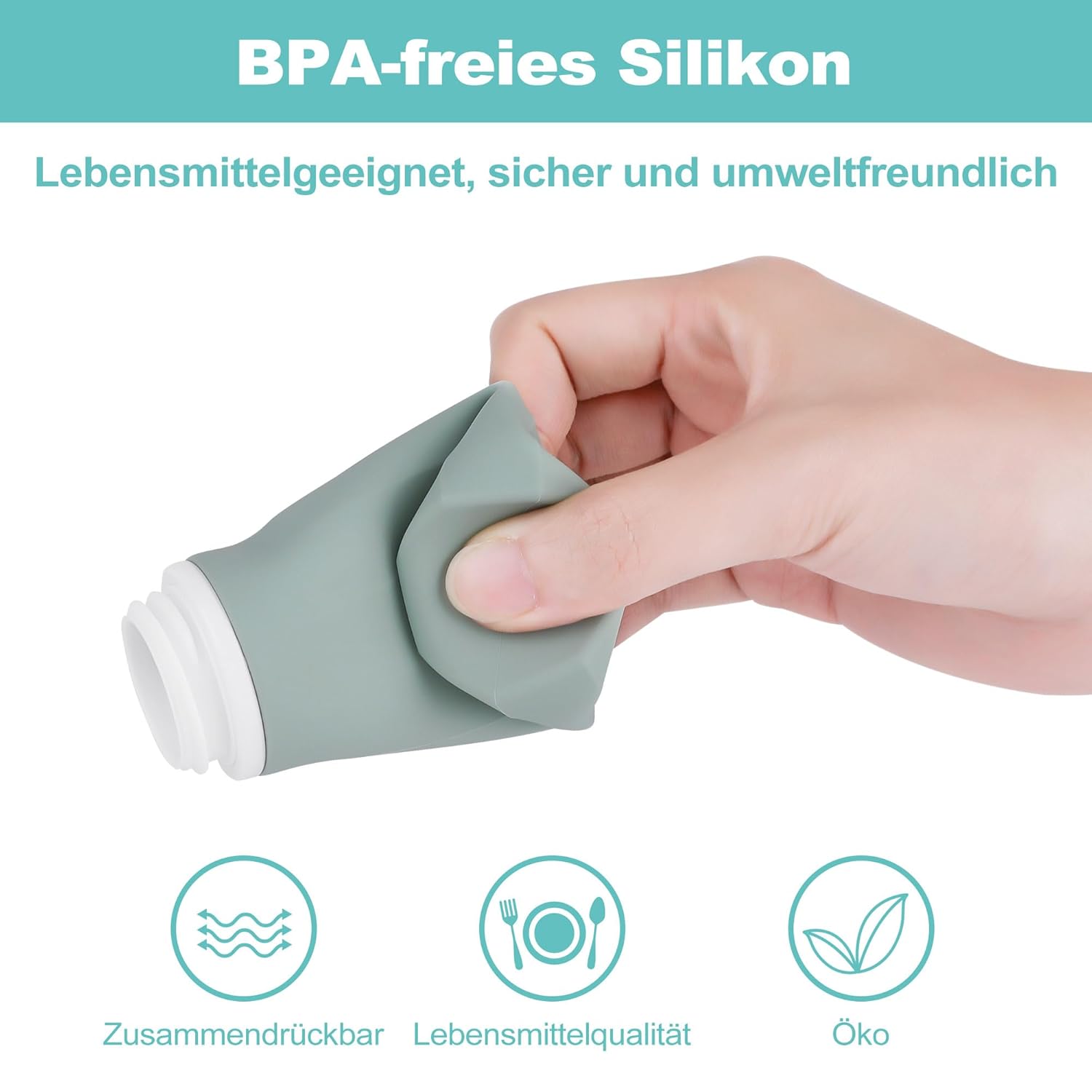 Detalle de Opret 4er Silikon-Reiseflaschen-Set (100 ml) – auslaufsicher, nachfüllbar für Shampoo & Kosmetik