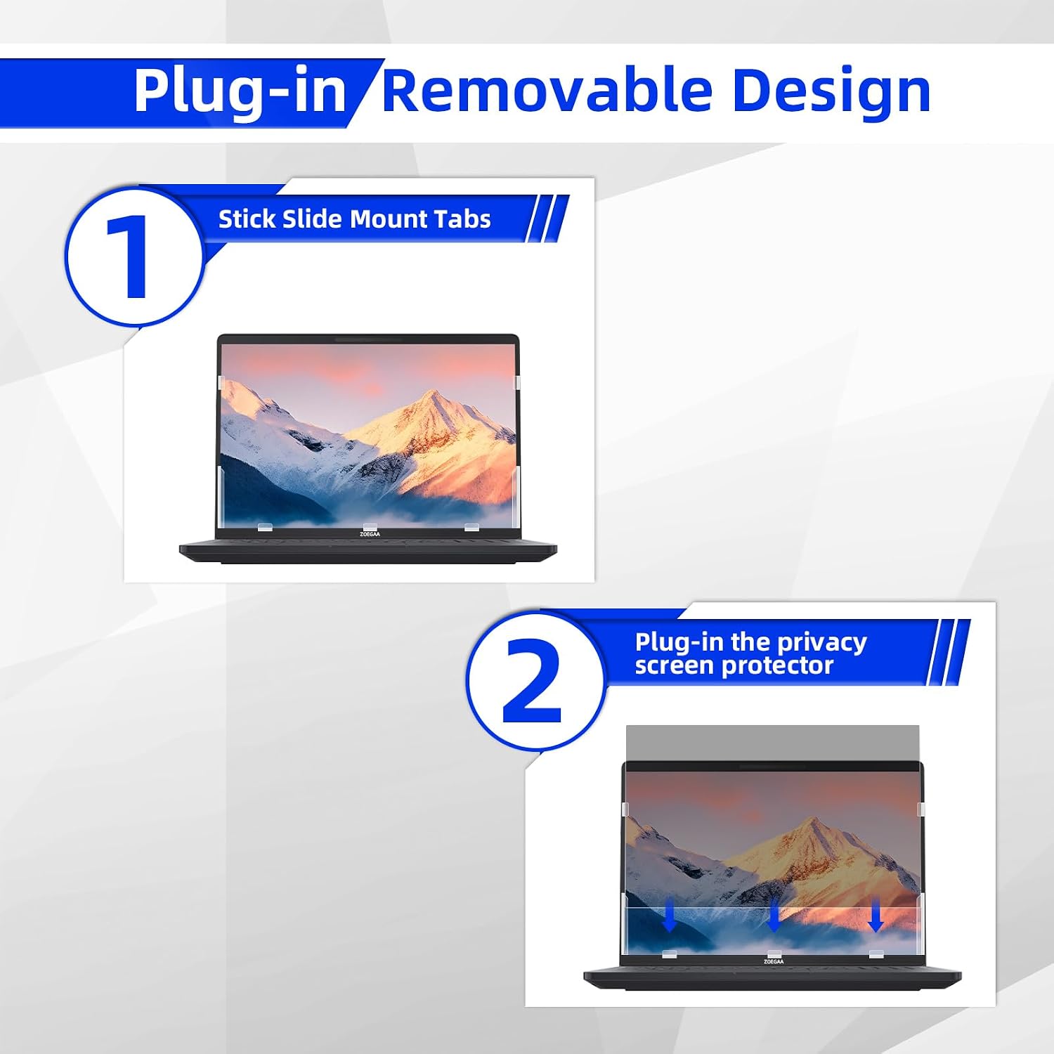Detalle 2 de ZOEGAA 4-way 360° Privacy Screen for 14-inch 16:10 Laptops (Removable, Anti-Glare & Blue Light)
