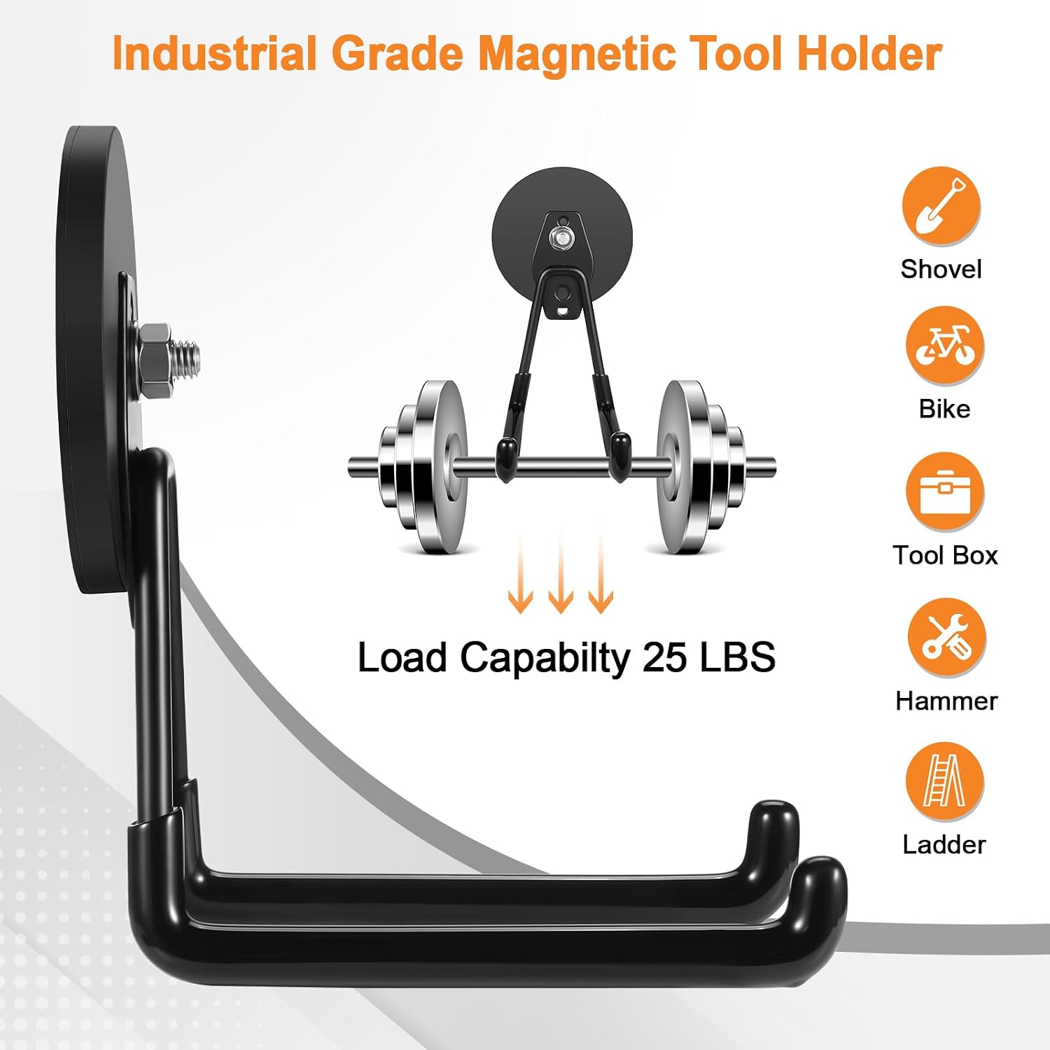 Detalle 2 de ENUODA ENUODA003 Magnetic Double Hooks, 2-Pack with 3.46-Inch Magnet Bases