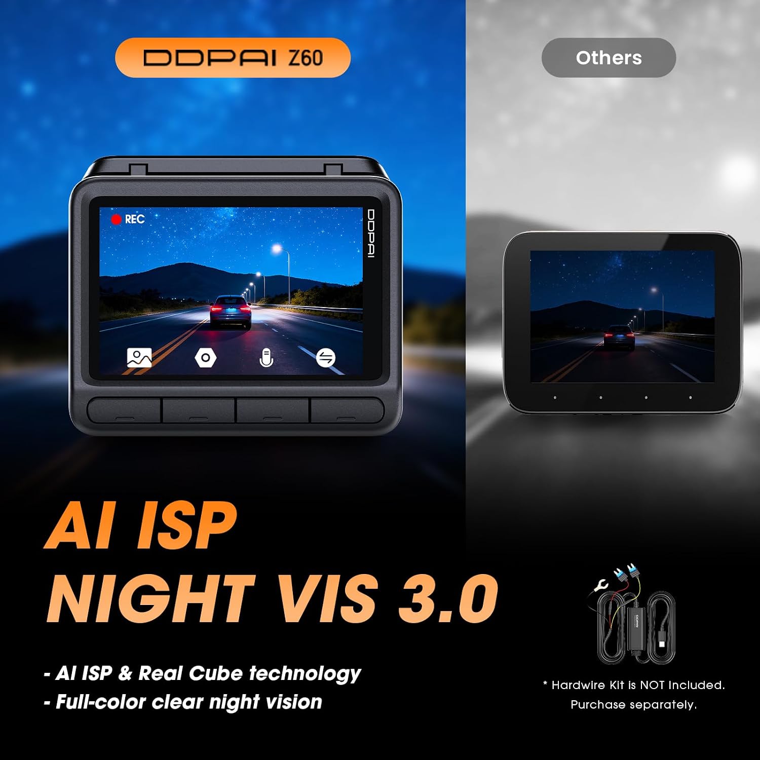 Thumbnail 4 de DDPAI Z60 4K Dash Cam Front & Rear with 32GB eMMC, 64GB Card Included, 5GHz WiFi, GPS, and AI Night Vision