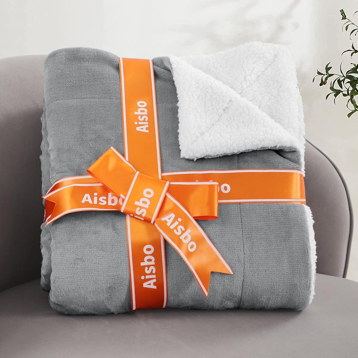 Thumbnail 5 de Aisbo Plaid canapé polaire en sherpa gris 150x200 – couverture douce et chaude