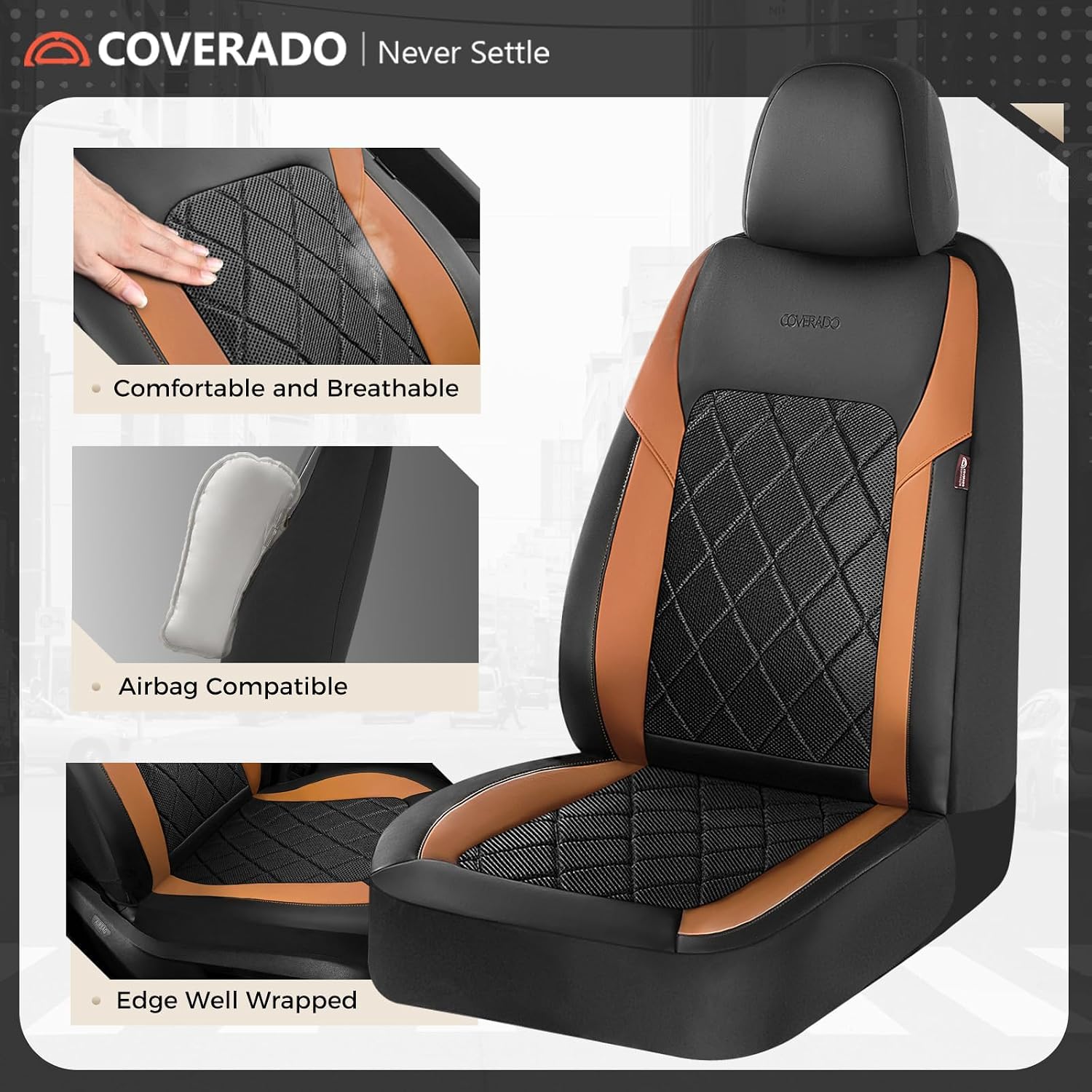 Detalle 2 de Coverado Front Car Seat Covers in PU Leather