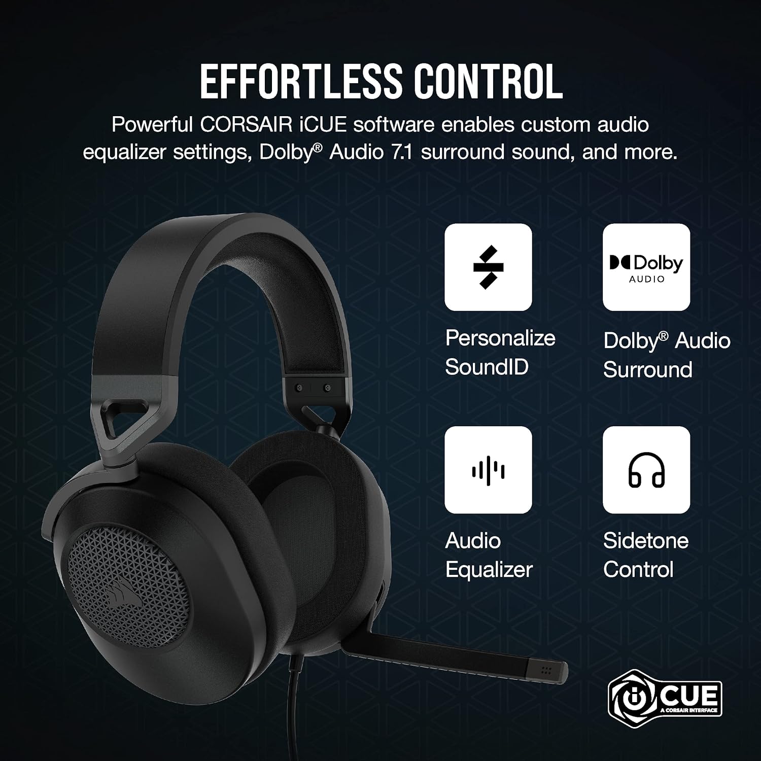 Thumbnail 6 de Corsair HS65 Surround Multiplatform Wired Gaming Headset (Dolby Atmos, SonarWorks SoundID, iCUE Compatible) – Carbon