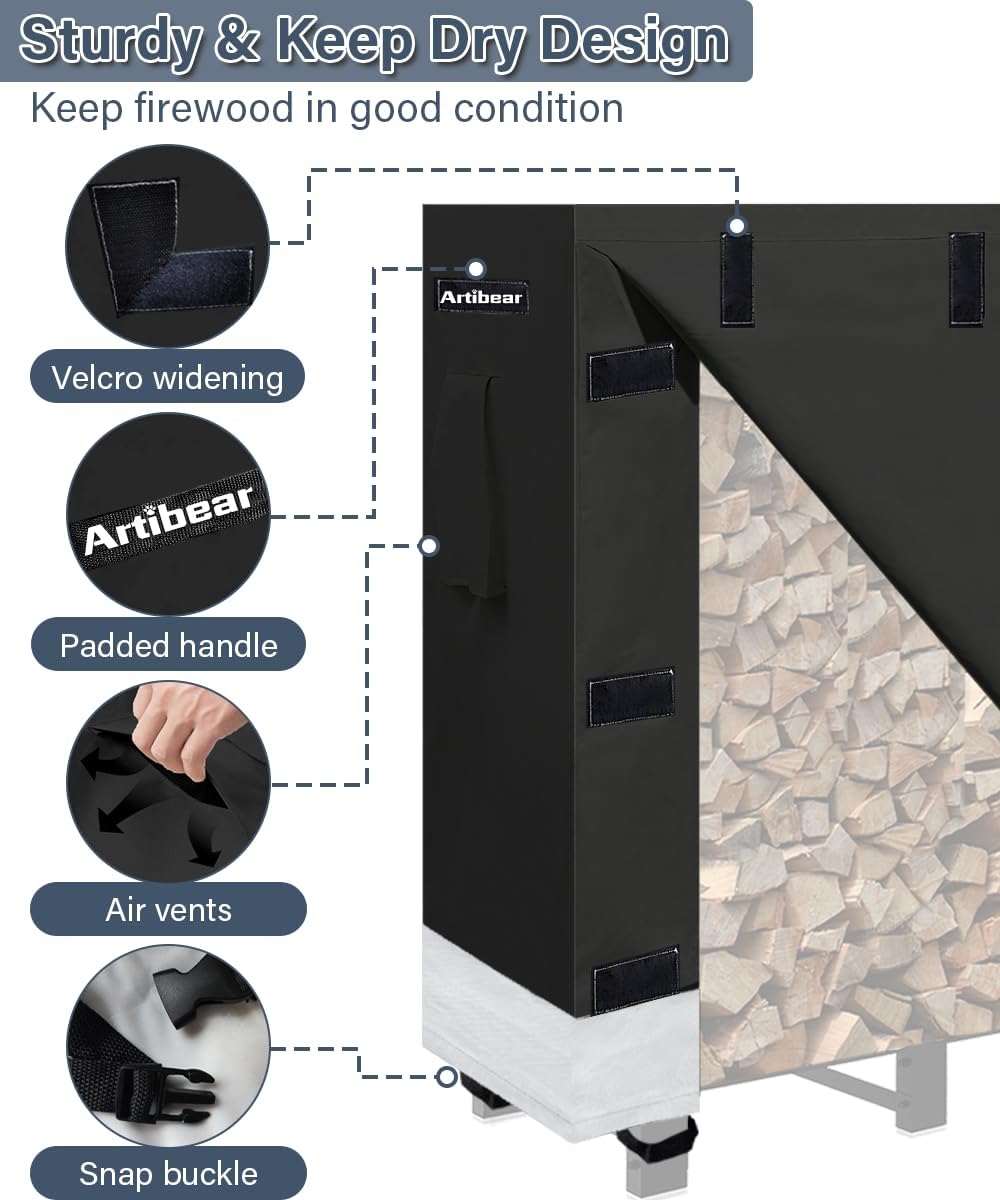 Detalle de Artibear Firewood Rack Cover 420D Oxford Cloth