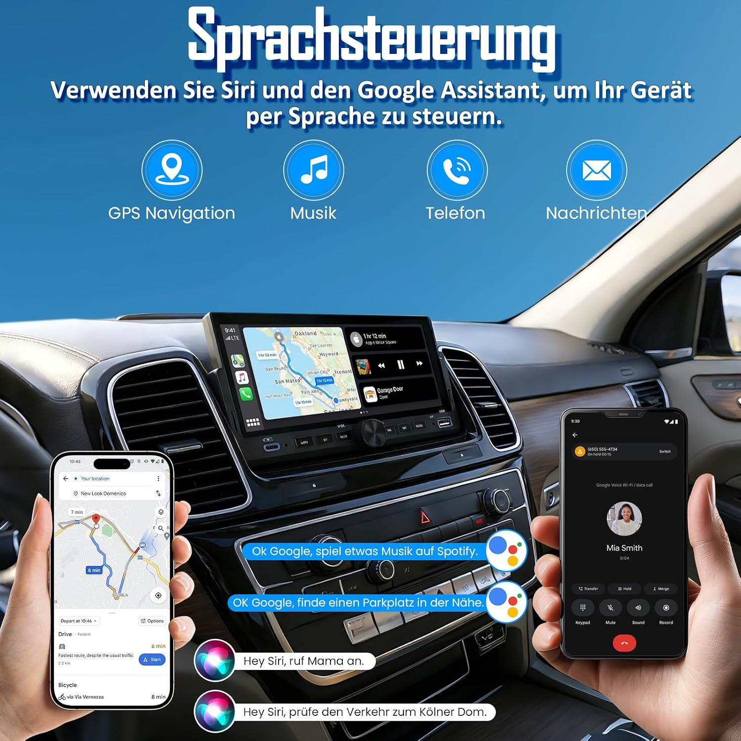 Thumbnail 4 de 1-DIN Autoradio mit 6,86-Zoll Wireless CarPlay & Android Auto, Bluetooth und Rückfahrkamera
