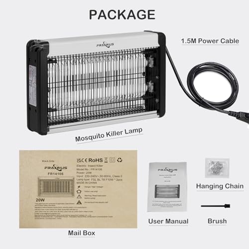 Thumbnail 7 de fraxinus Lámpara Matamoscas Eléctrica 20 W con luz UV 365 nm y efecto anti-mosquitos (hasta 100-150 m²)
