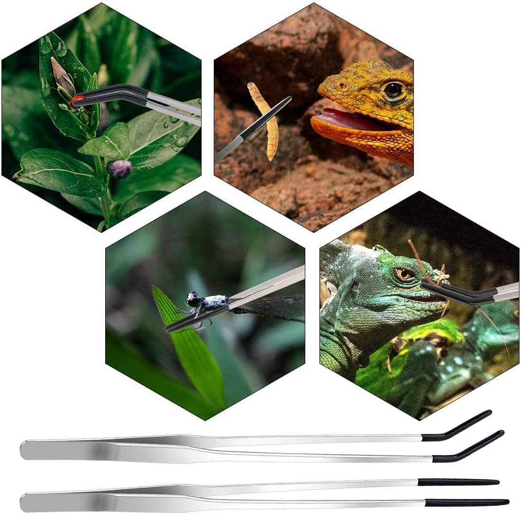 Detalle de 2 Pcs Long Aquarium Tweezers with Rubber Heads – 27 cm Feeding Tongs for Fish Tanks, Plants, and Reptile Care