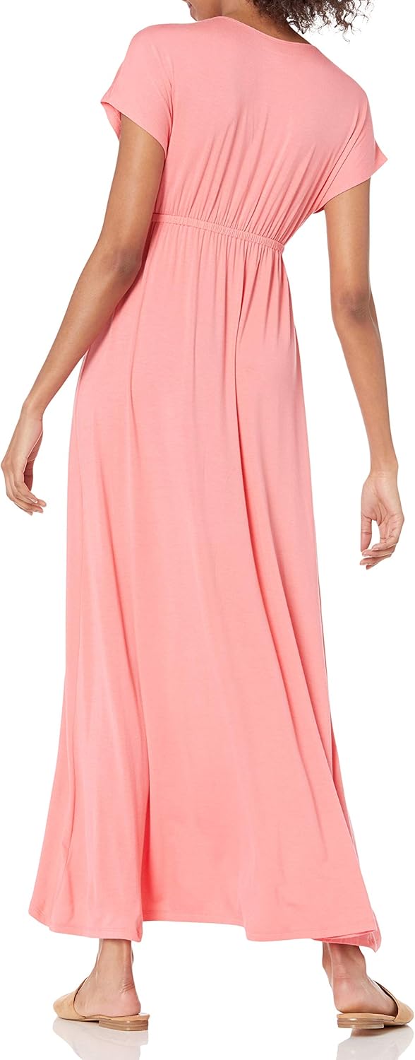 Detalle de Amazon Essentials Women's V Neck Short Sleeve Waisted Maxi Dress (Plus Size Available)