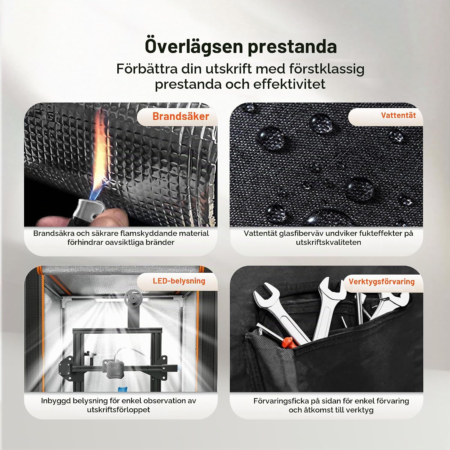 Detalle de YOOPAI Enclosure-L-01 3D-skrivarfodral, 750 x 700 x 900 mm utan LED