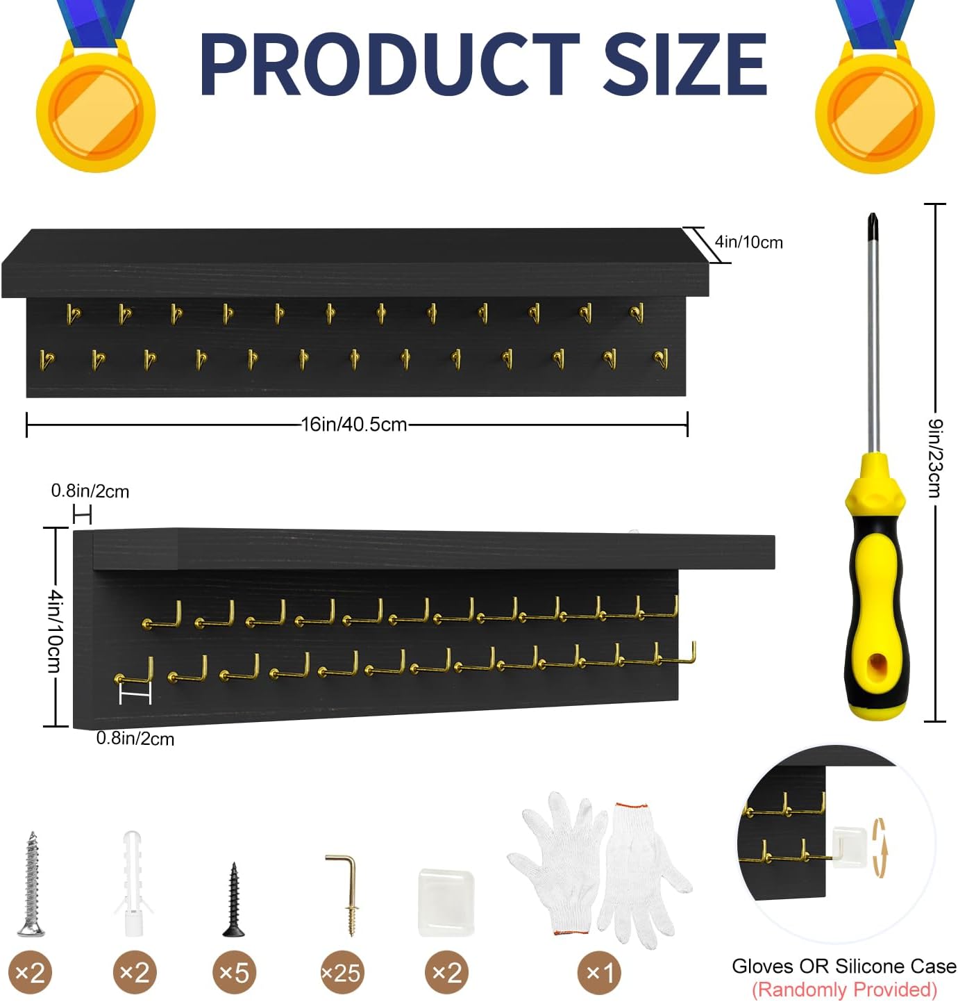 Thumbnail 1 de DSVENROLY Medal Holder Display Shelf Organizer