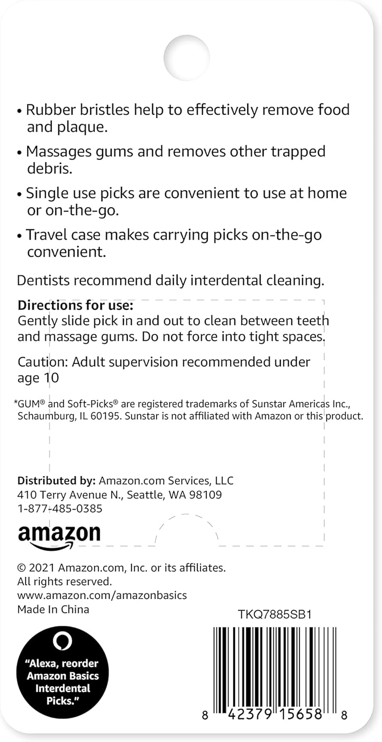 Thumbnail 1 de Amazon Basics Super Soft Interdental Picks (100 Count) with Travel Case