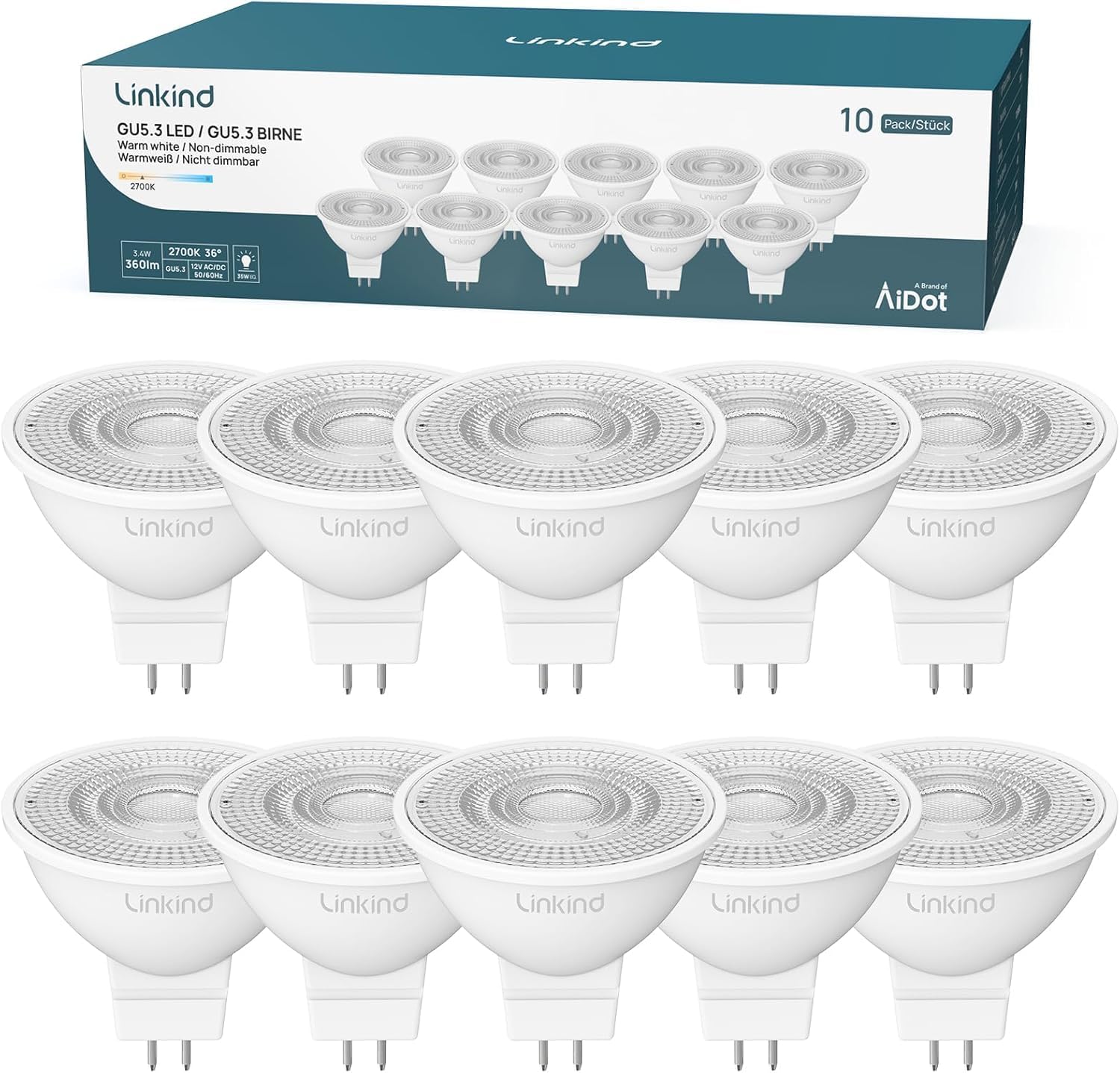 Detalle de Linkind 12V GU5.3 LED MR16 3.4W 360 lm
