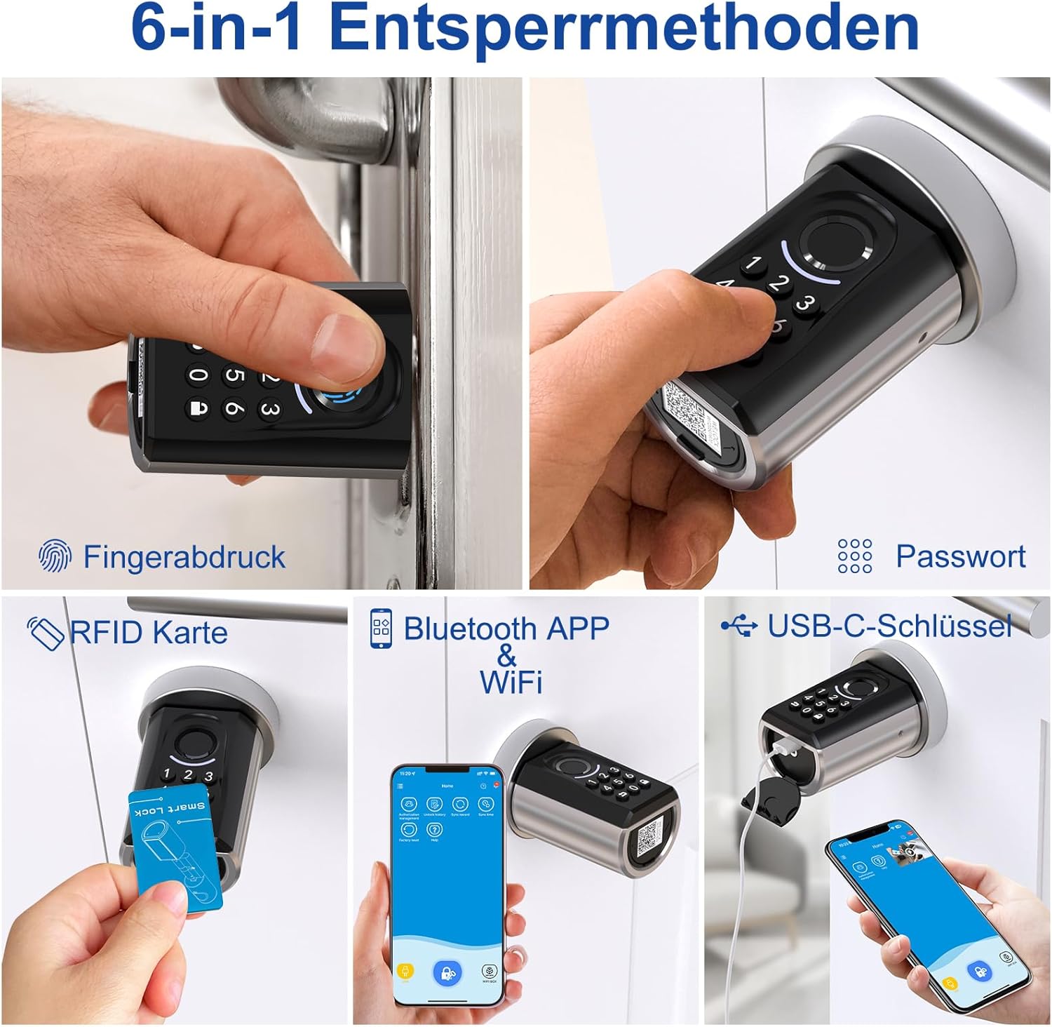 Detalle de WELOCK Türschloss Fingerabdruck ToucA51 – 6-in-1, IP65, App & WLAN-Anbindung