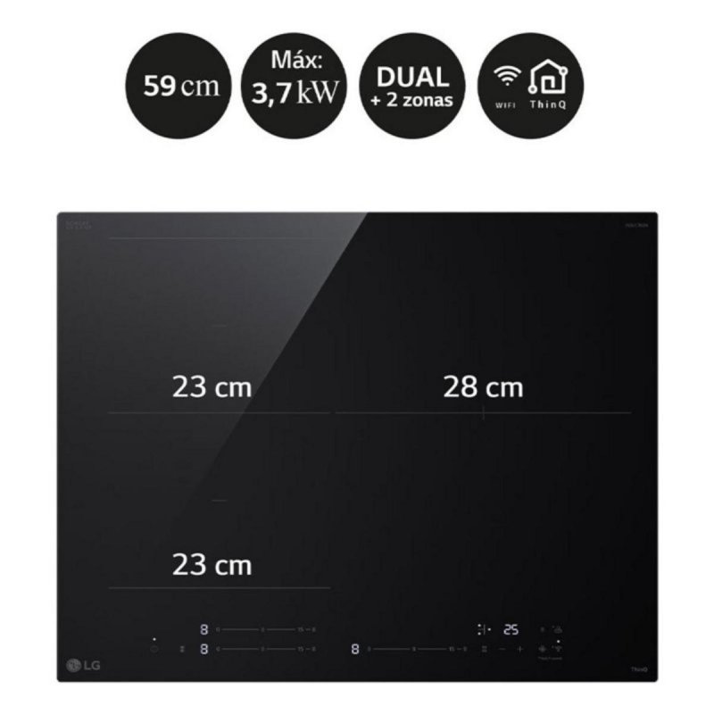 Thumbnail 1 de LG CI5Z2420BN – Placa de inducción integrable de 3 zonas con Wi‑Fi ThinQ y Touch Slider